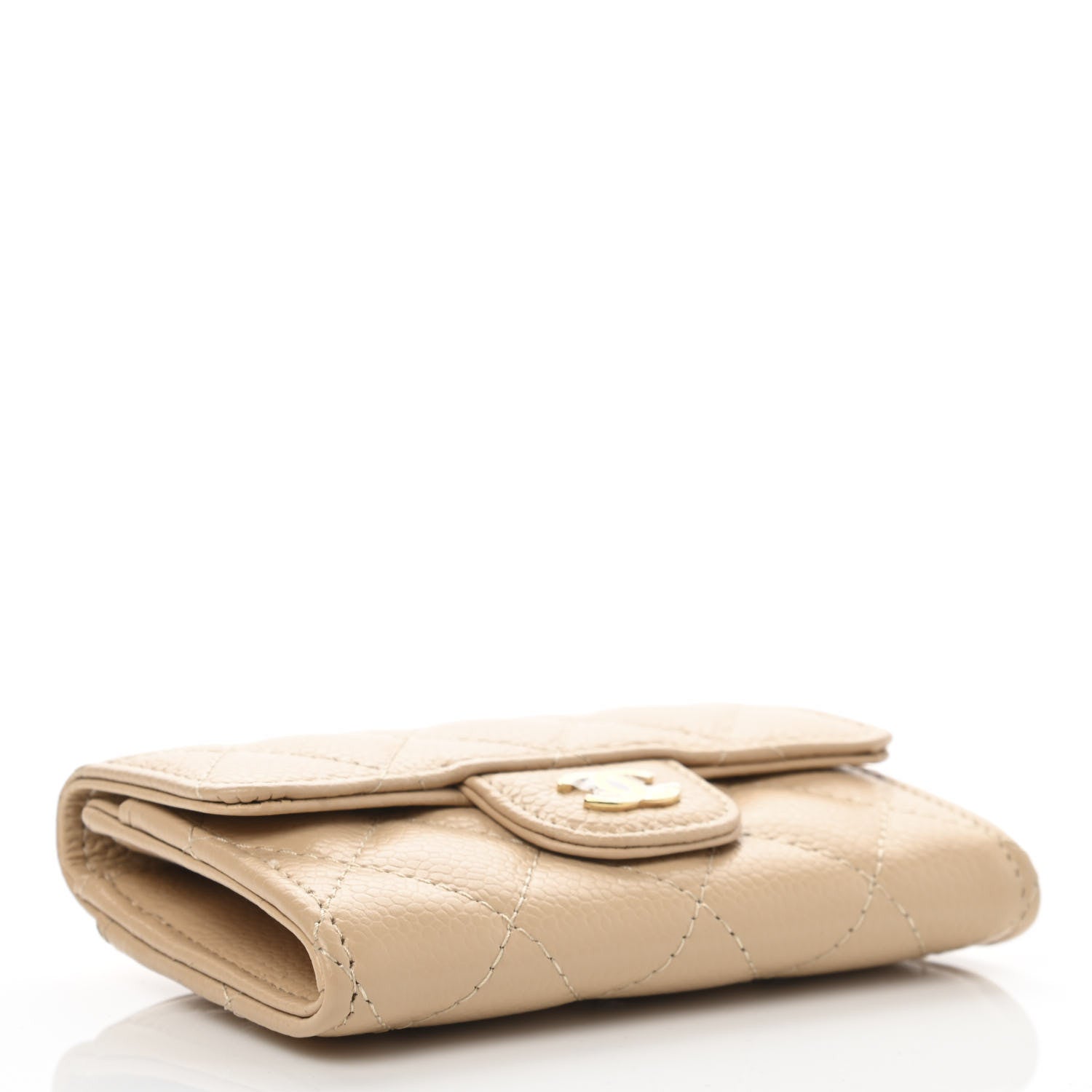 Chanel Caviar Quilted Flap Card Holder Wallet Beige 4 of 9