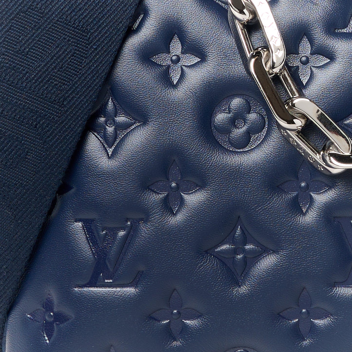 Lambskin Embossed Monogram Coussin PM Navy