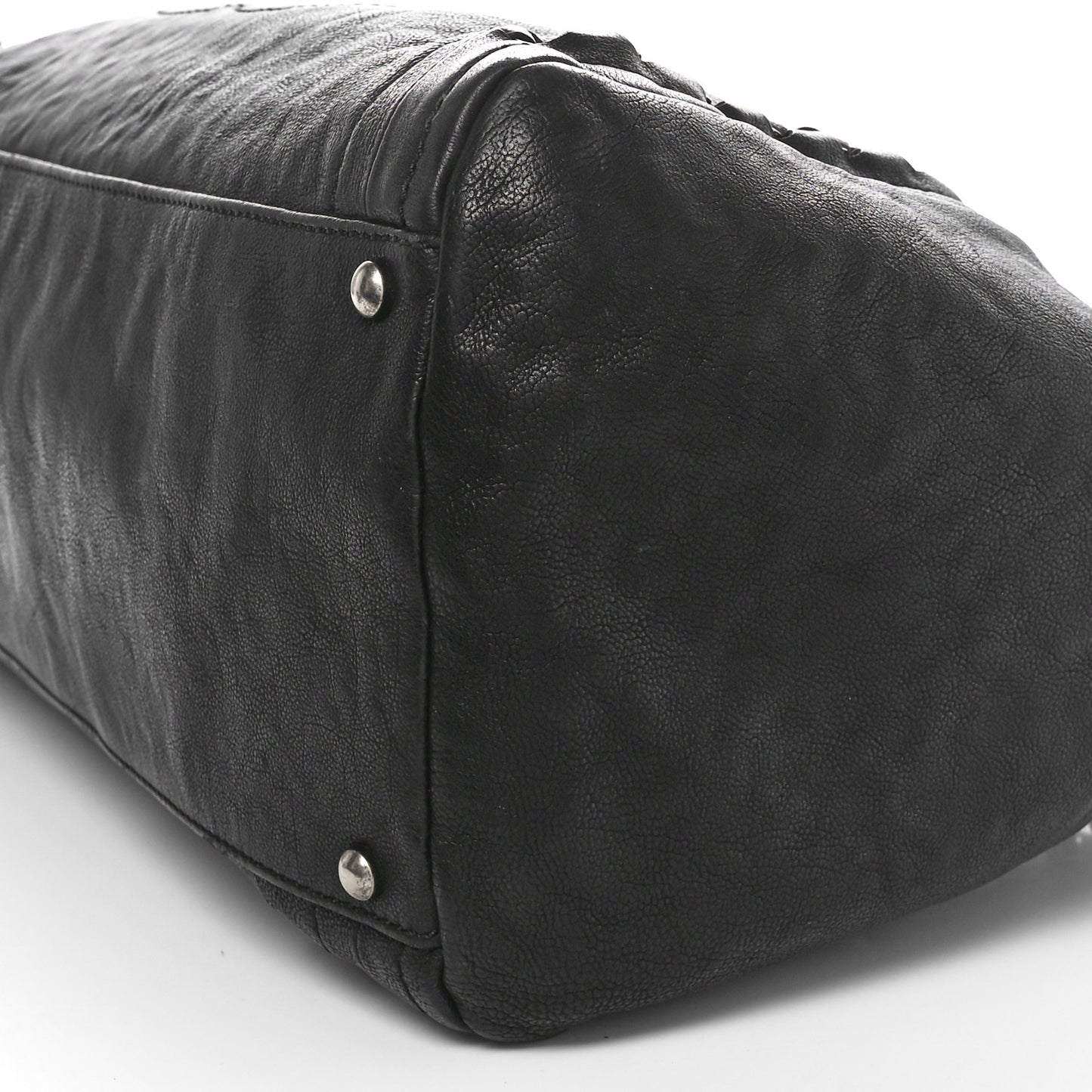 Glazed Calfskin East West Modern Chain Tote Black