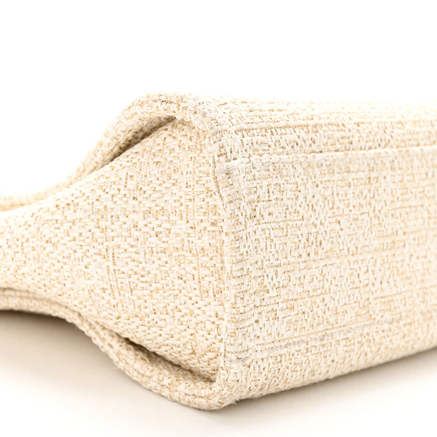 Lurex Boucle Mini Deauville Tote White