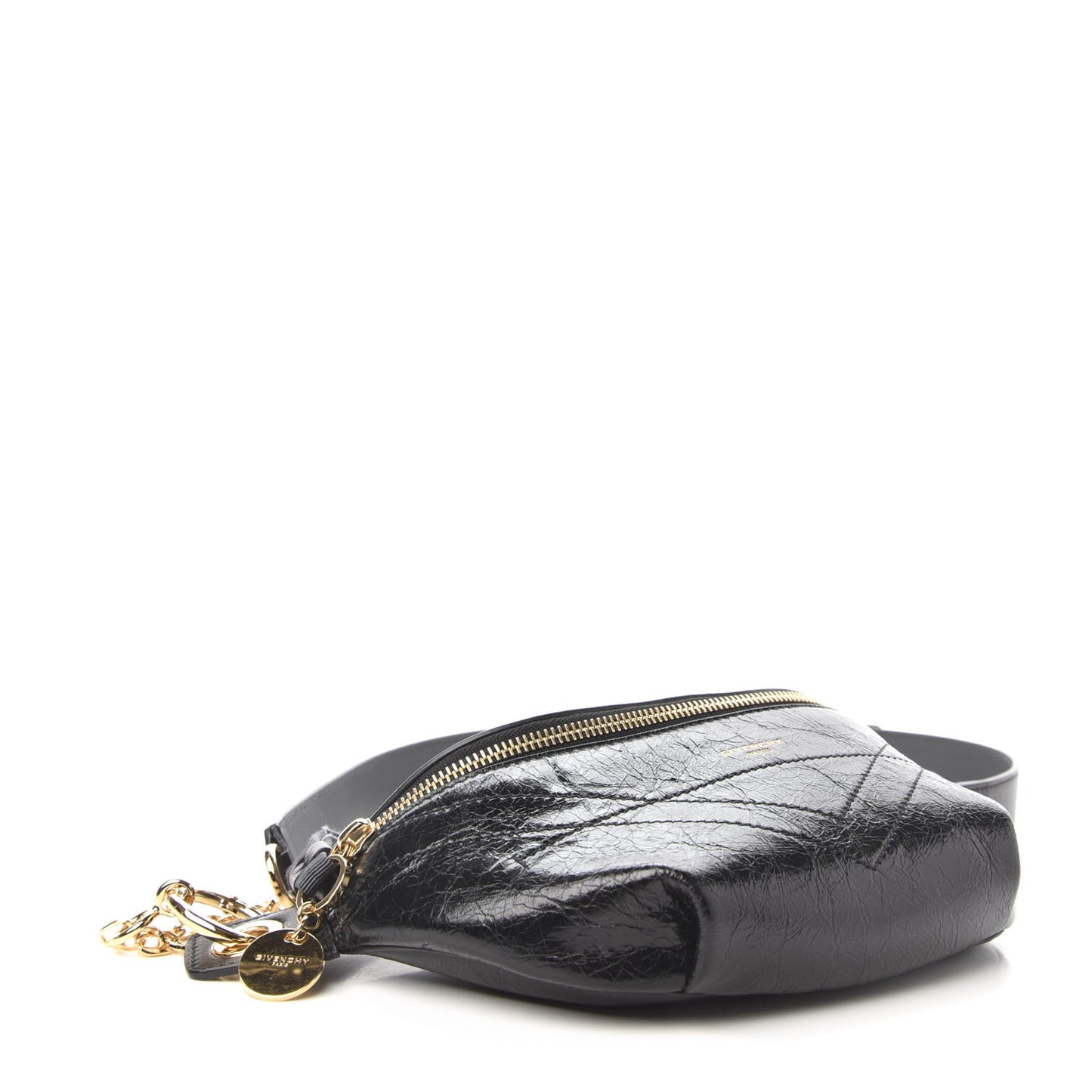Crackle Calfskin ID Belt Bag Black