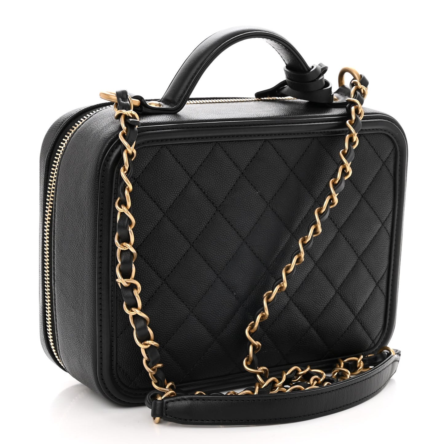 Caviar Quilted Medium CC Filigree Vanity Case Black