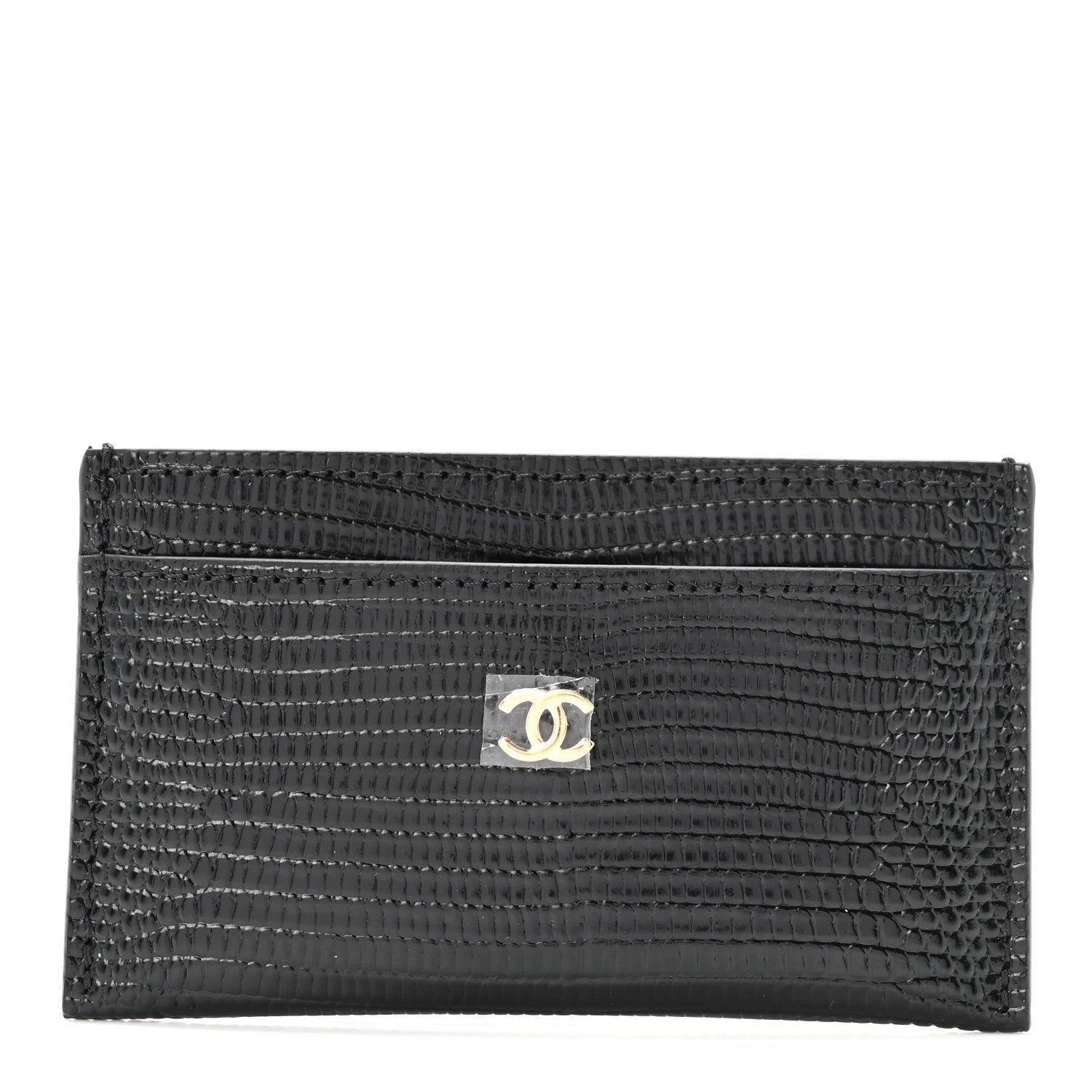 Chanel Calfskin Lizard Embossed Card Holder Black 1908650
