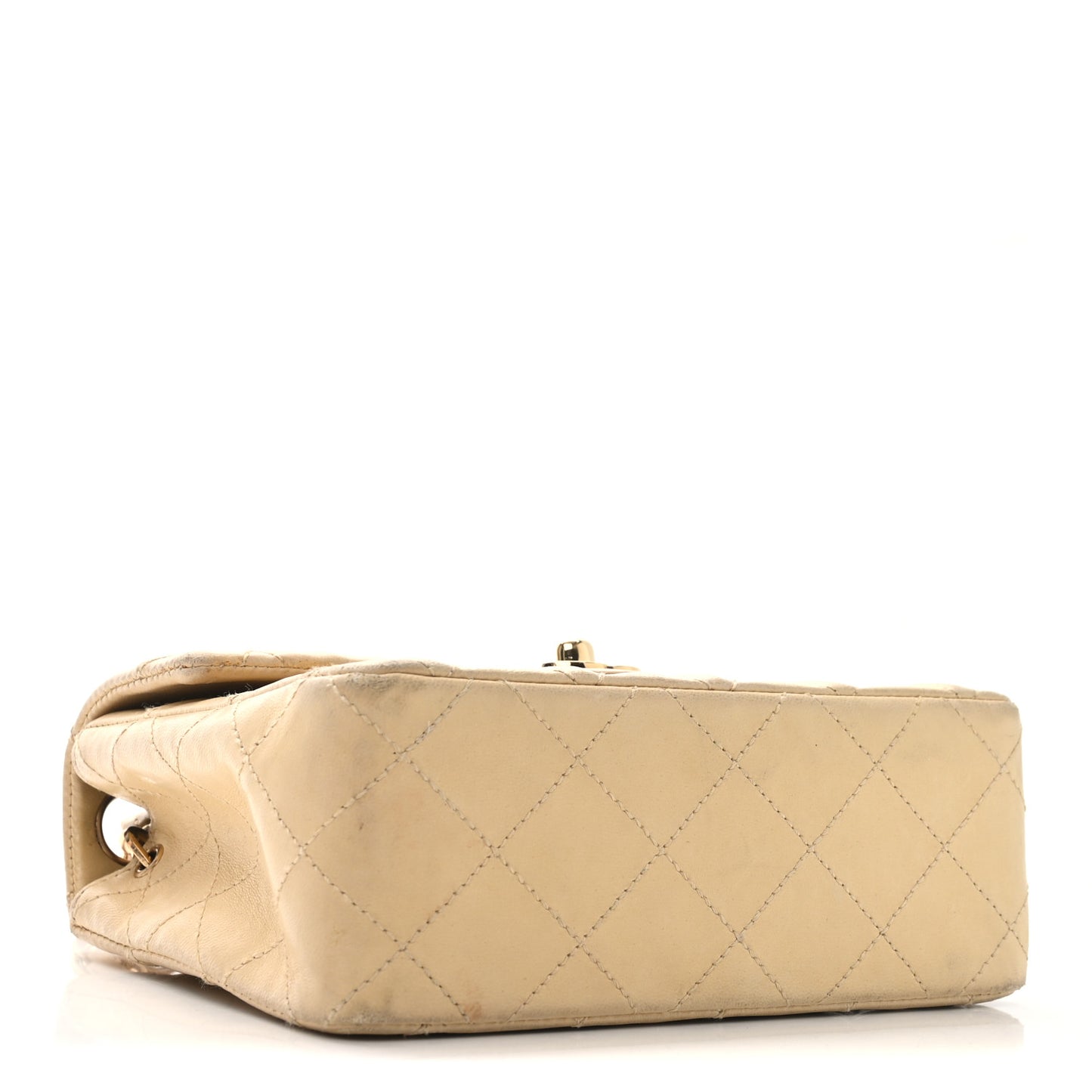 Lambskin Quilted Mini Square Flap Beige