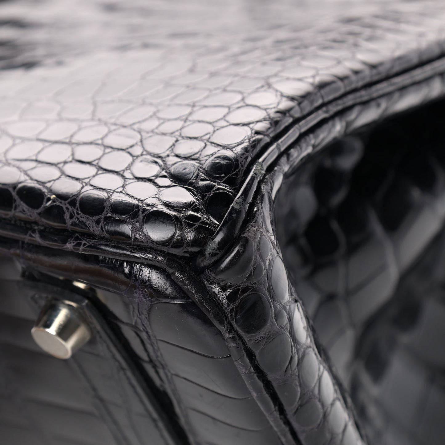 Shiny Porosus Crocodile Birkin 35 Black