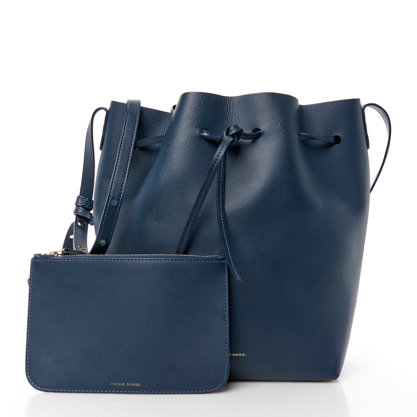 Vegetable Tanned Calfskin Bucket Bag Navy