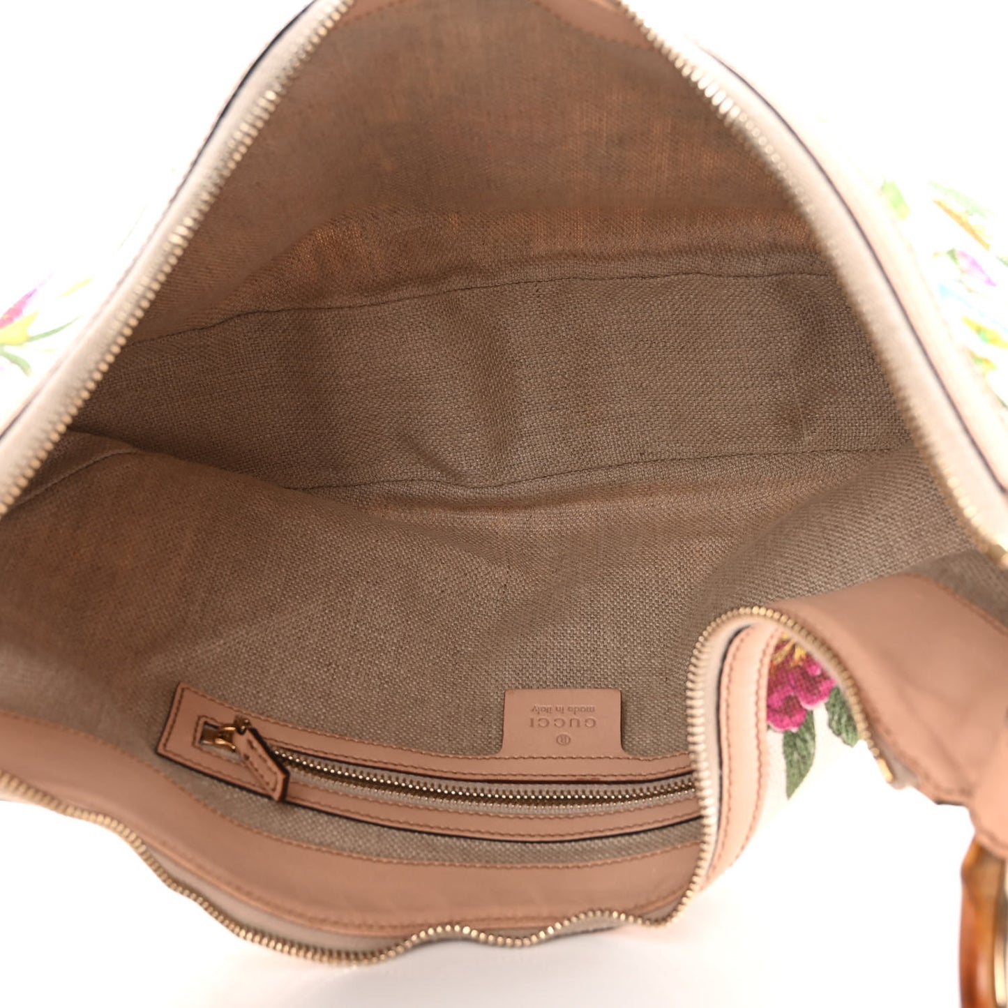 Canvas Floral Flora Bamboo Ring Hobo White