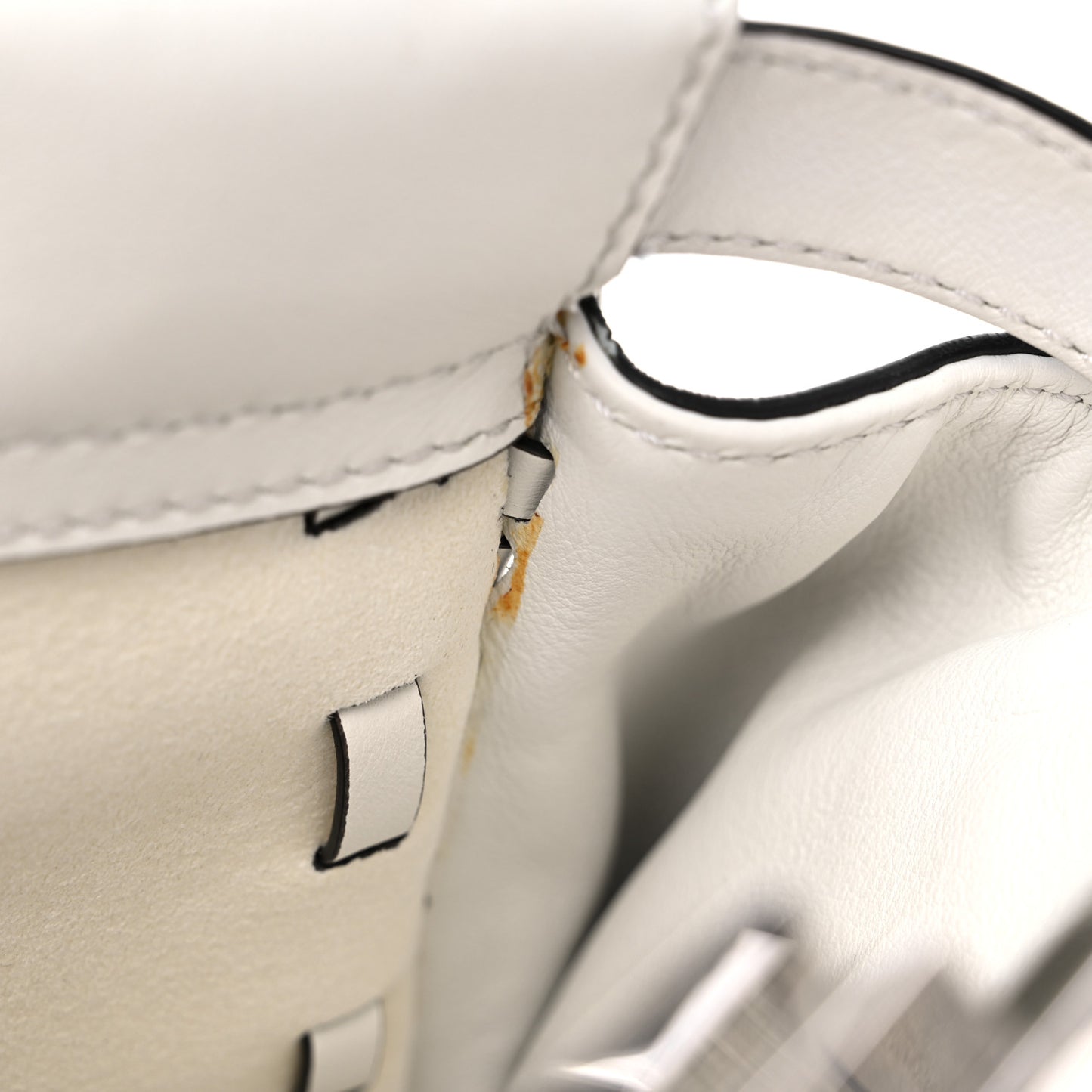 Vitello Seta Century Nappa Whipstitch Medium Peekaboo Iconic Satchel White