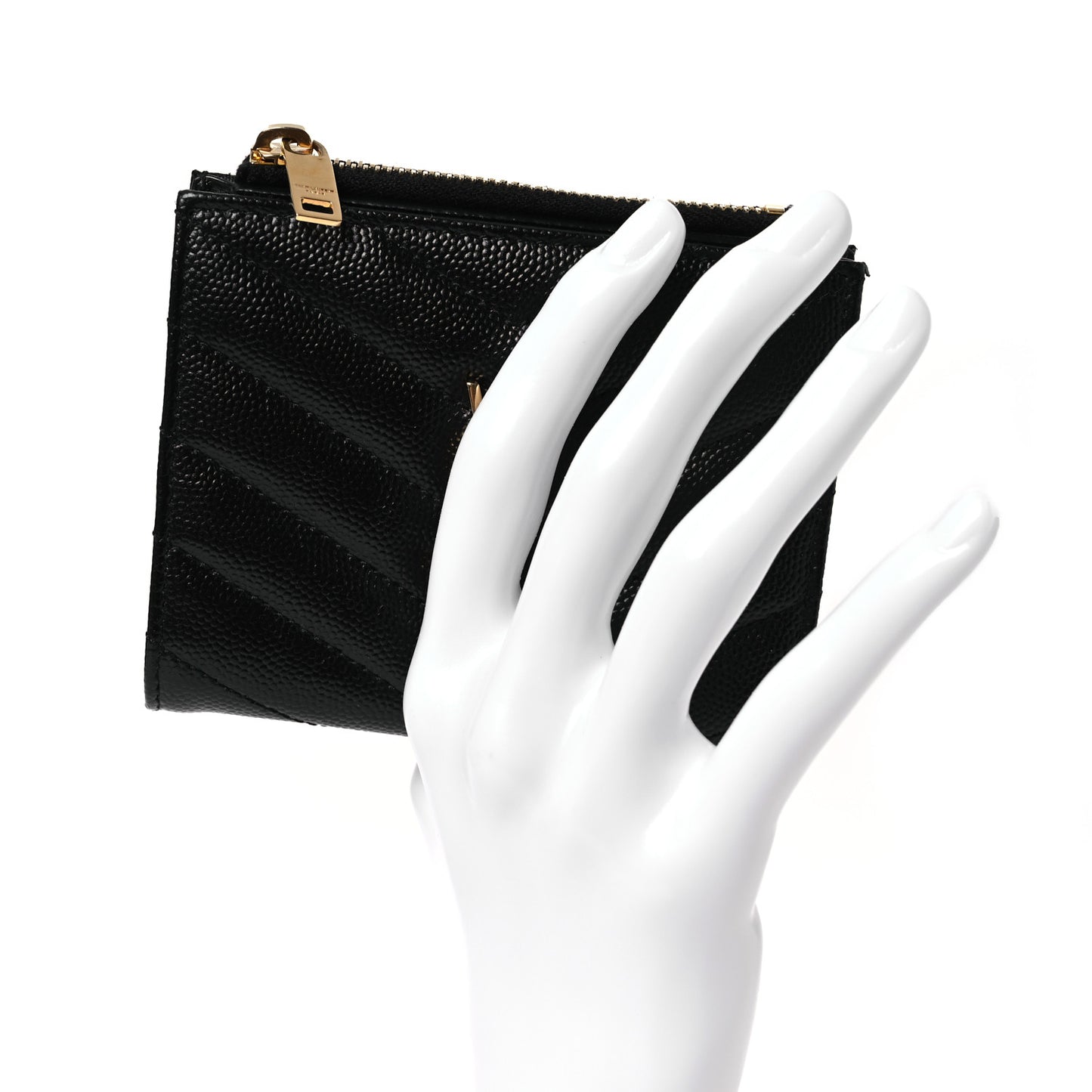 Grain De Poudre Matelasse Chevron Monogram Zipped Card Case Black