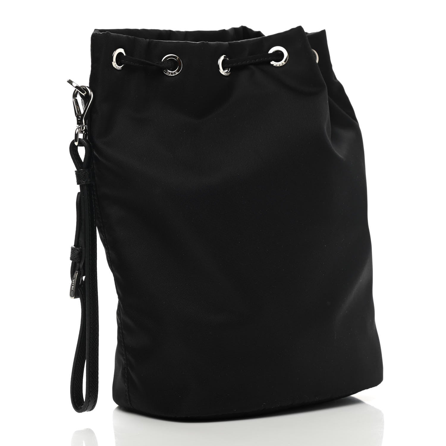 Prada Saffiano Tessuto Nylon Vela Bucket Wristlet Black 3 of 9