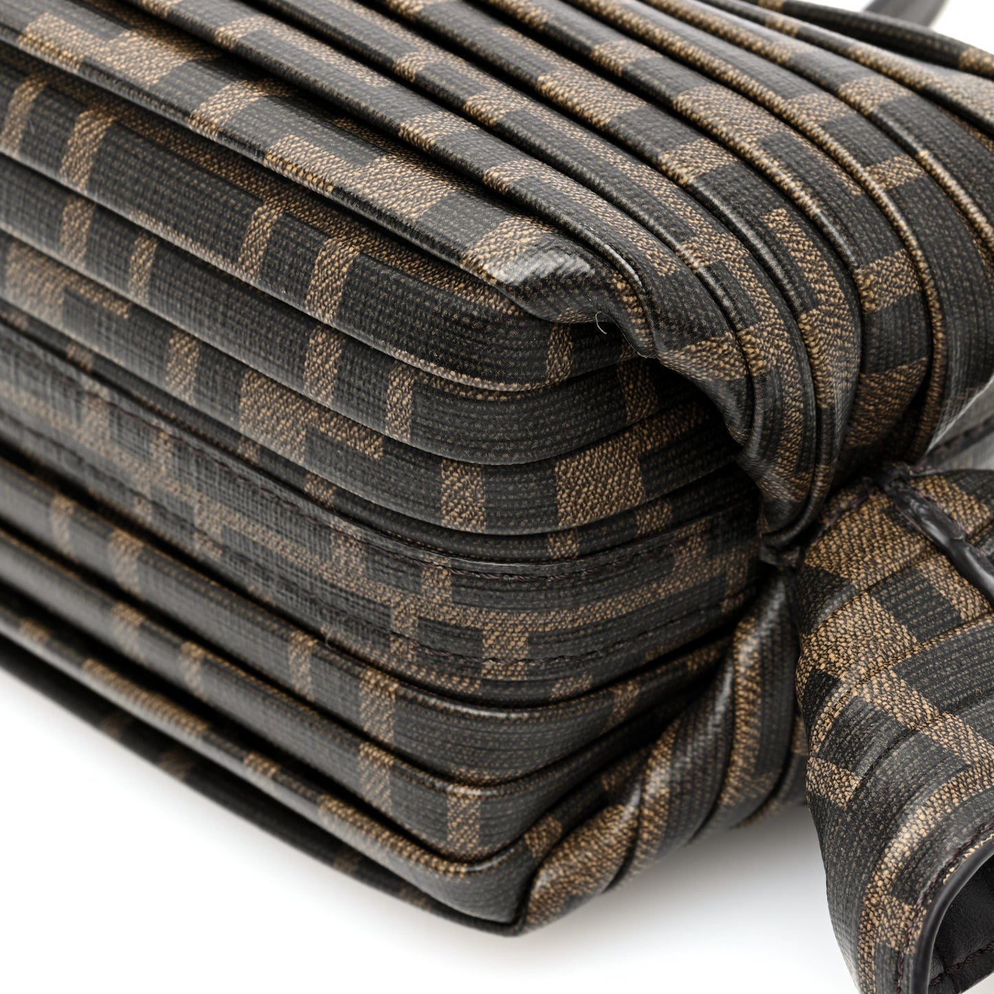 Glazed Fabric FF Pleated Candy Bag Brown