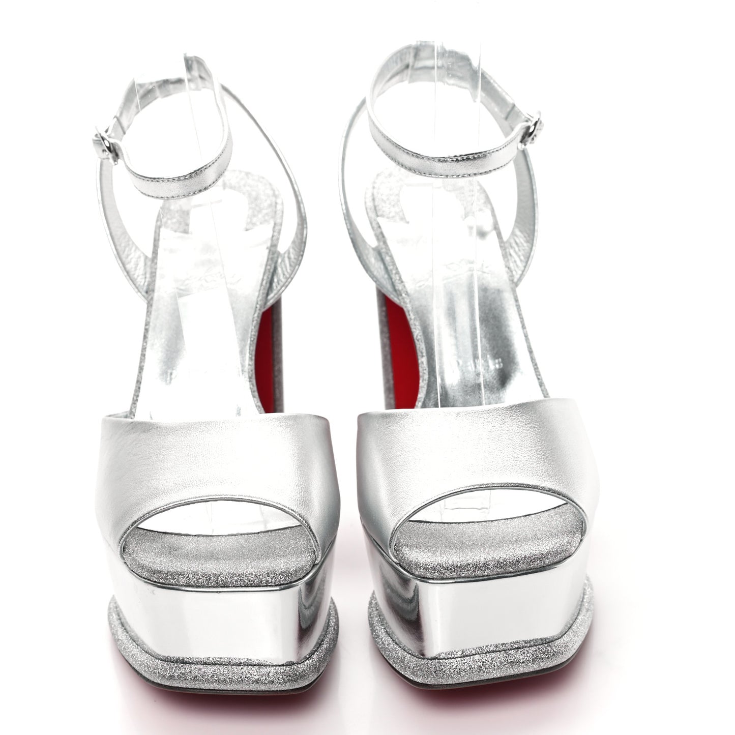 Metallic Nappa Glitter Amali Alta 130 Platform Sandals 39 Silver