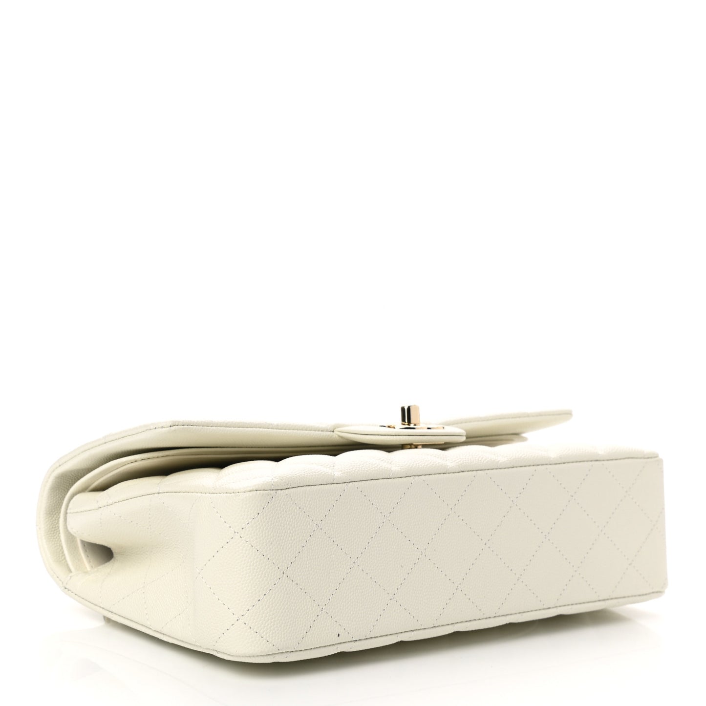 Caviar Quilted Medium Double Flap White
