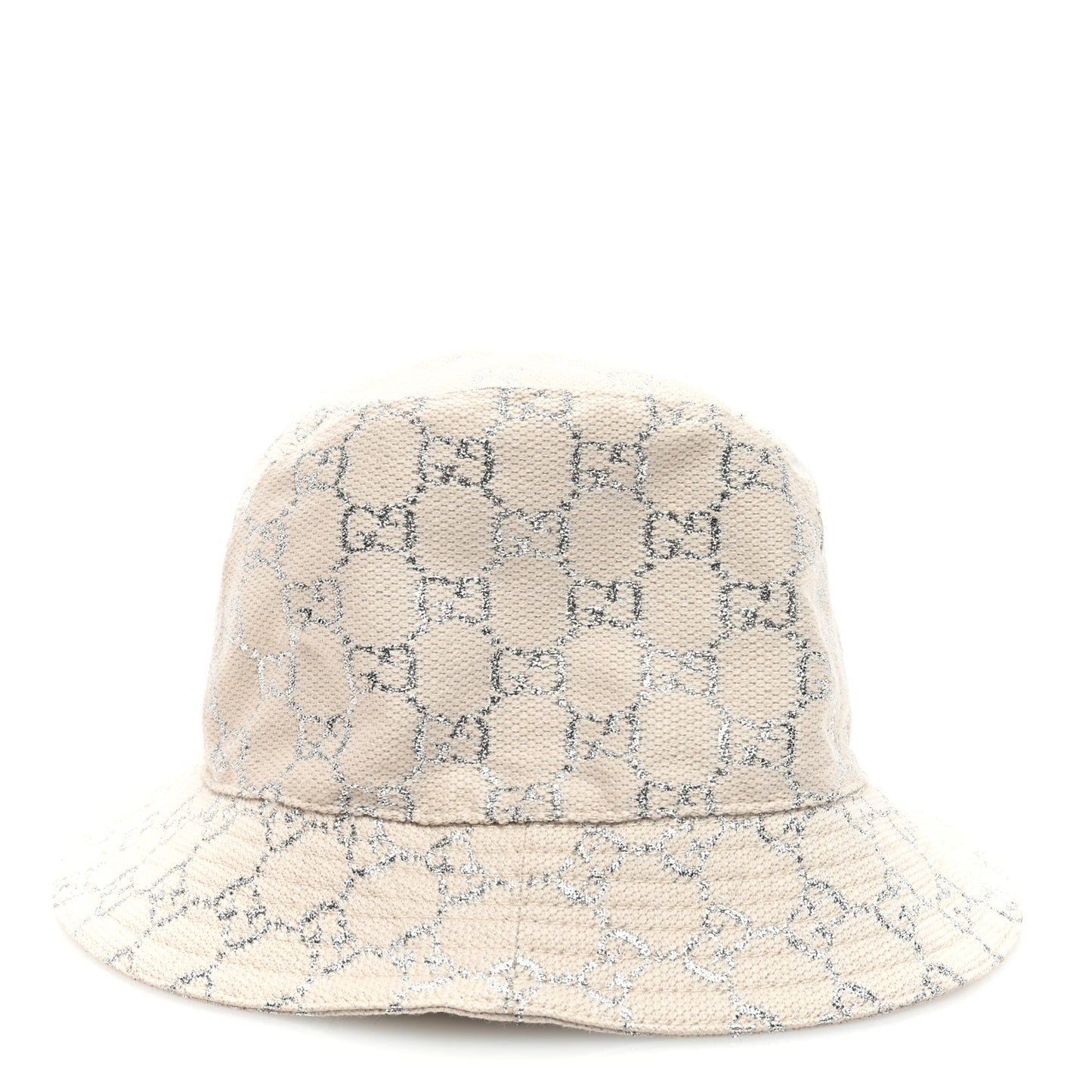 Canvas Lame GG Monogram Bucket Hat M Gardenia Silver