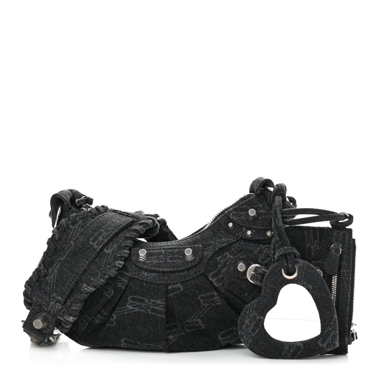 Denim BB Monogram Le Cagole Shoulder Bag XS Black