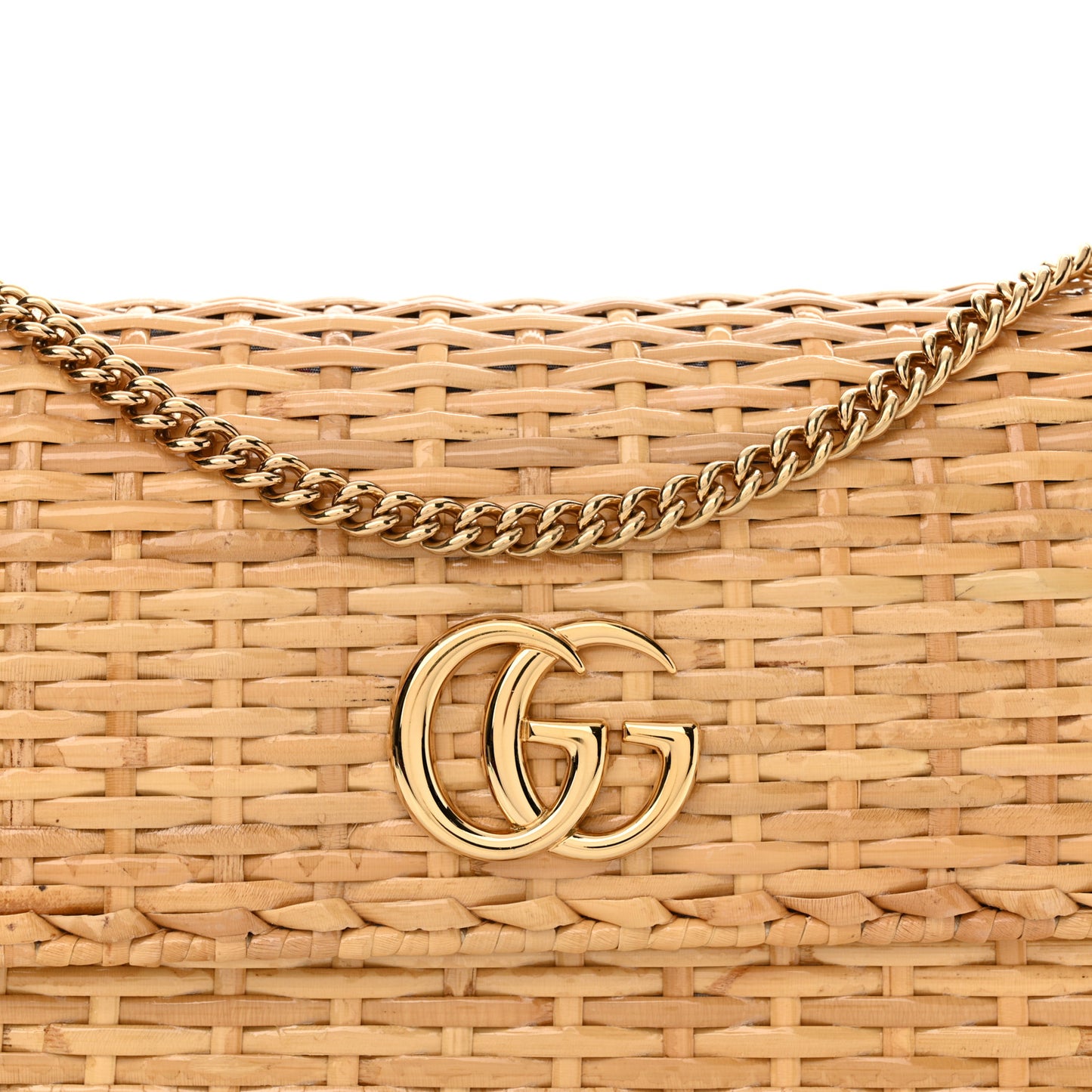 Glazed Wicker Small Cestino Shoulder Bag Natural