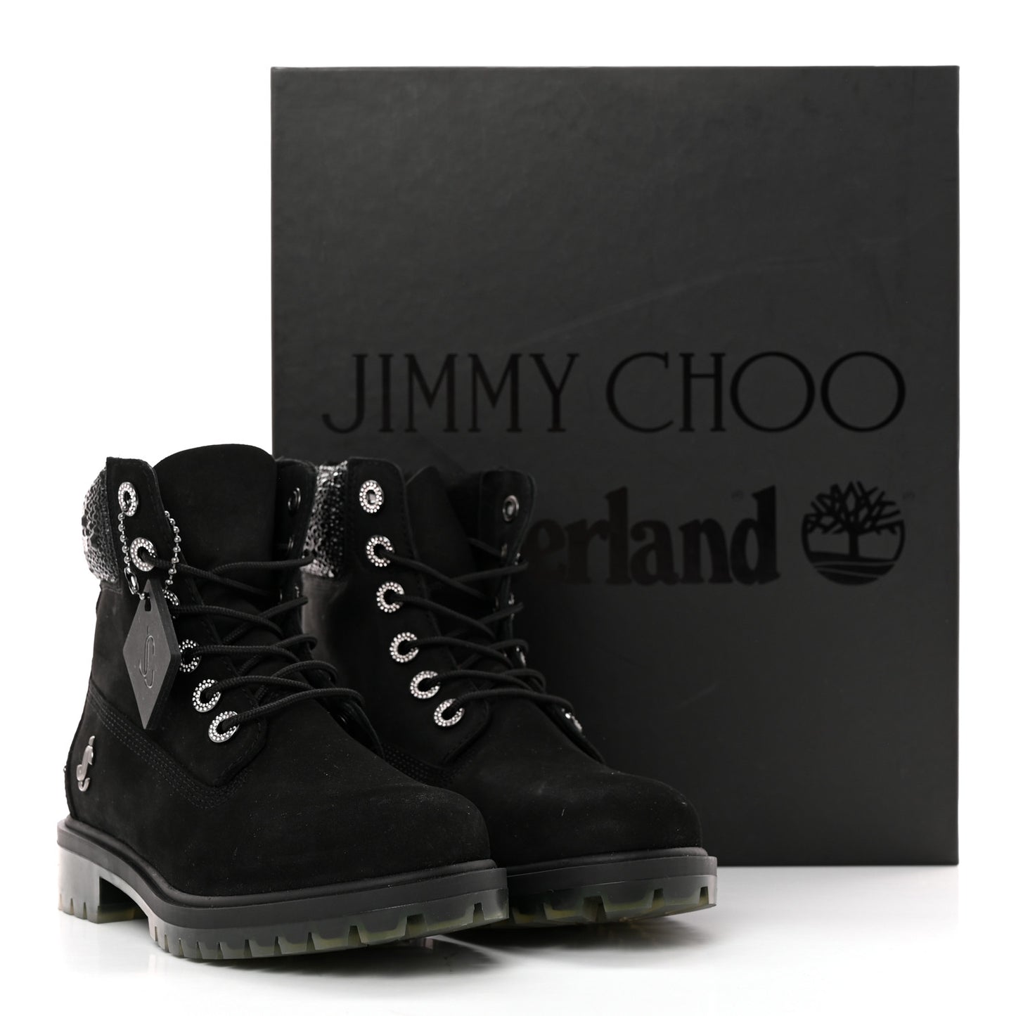 X TIMBERLAND Nubuck Swarovski Crystal Womens Ankle Boots 7 Black