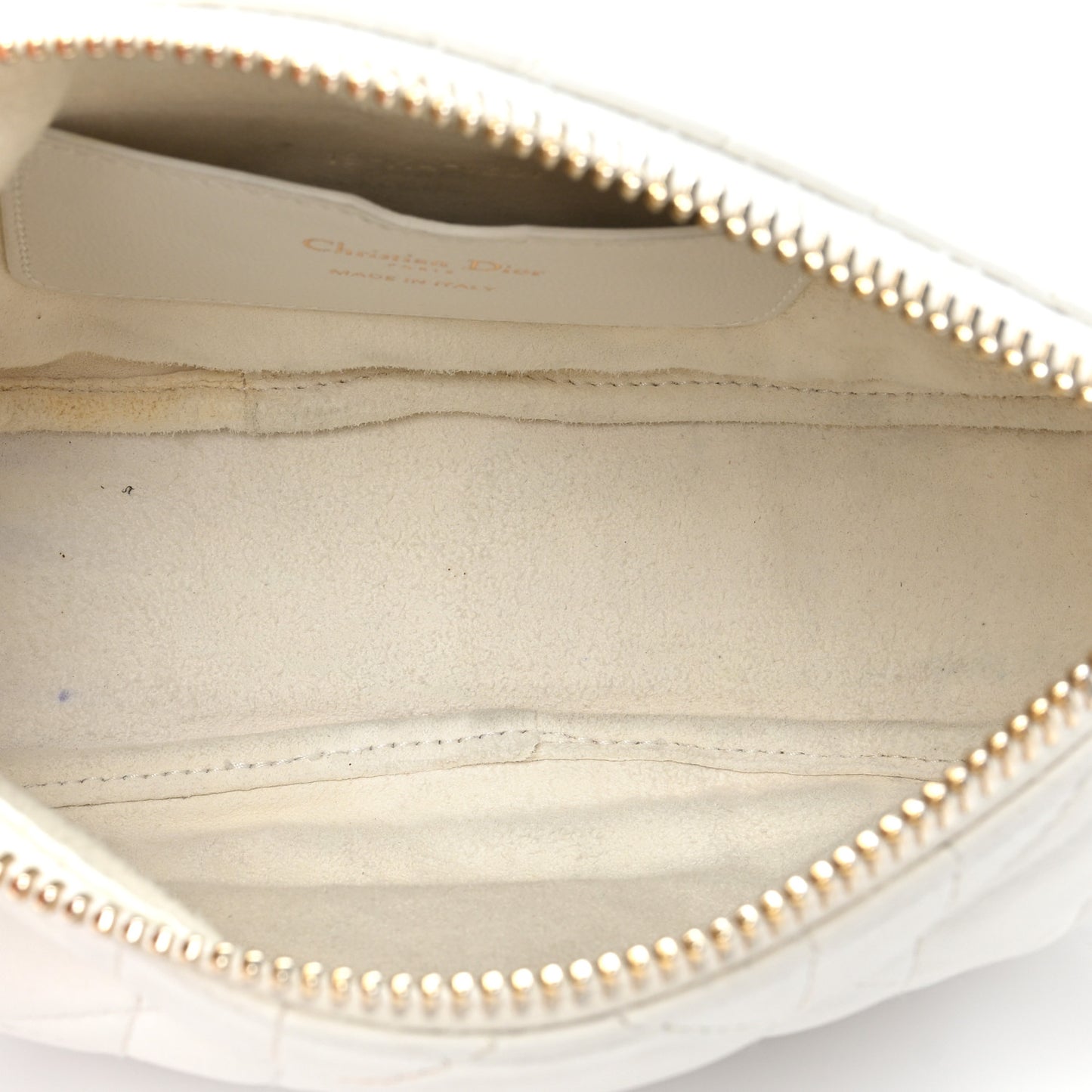 Lambskin Cannage Small Dior Vibe Hobo Bag White