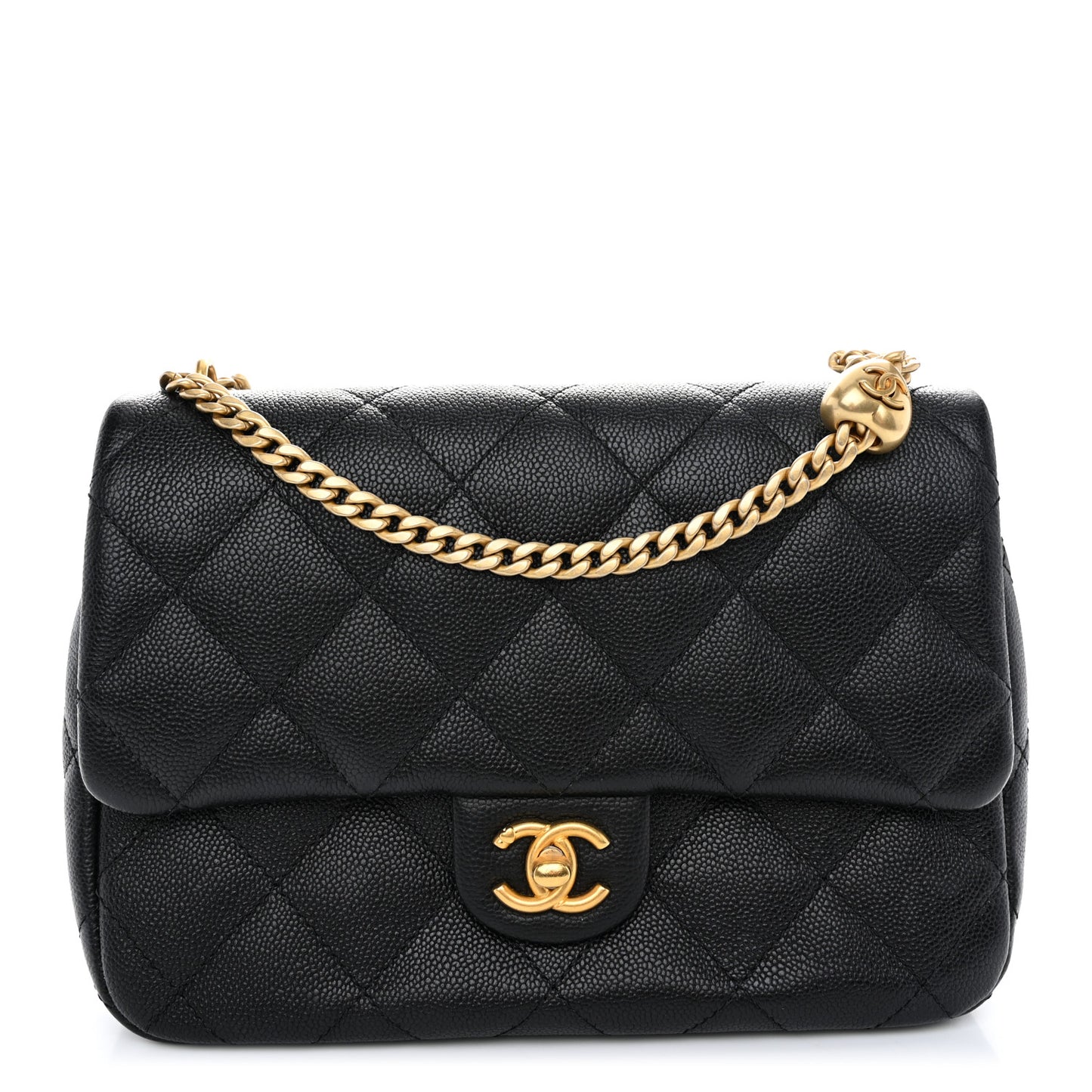 Caviar Quilted Sweetheart Flap Black