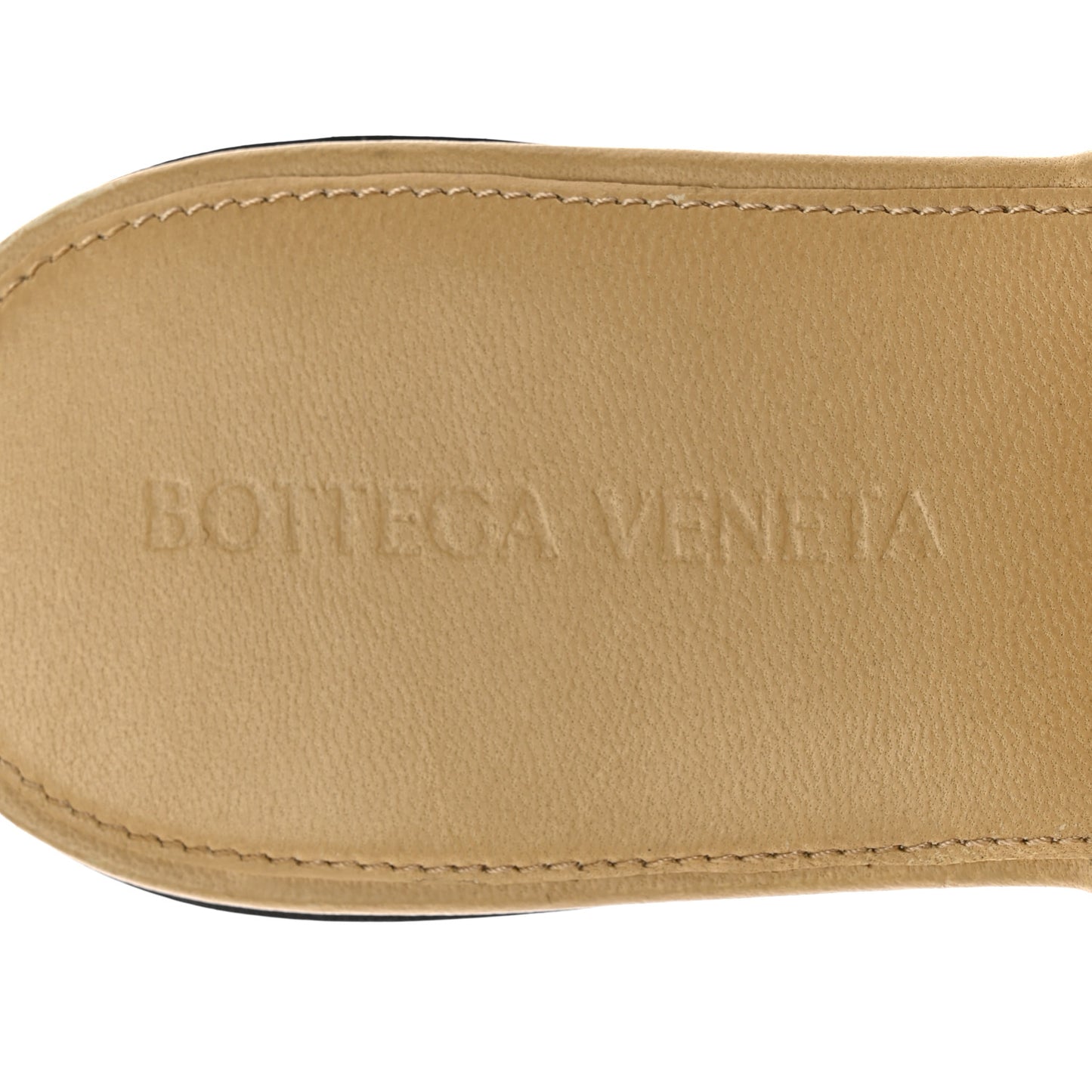 BOTTEGA VENETA Nappa Maxi Intrecciato Lido Flat Sandals 37.5 Cane Sugar