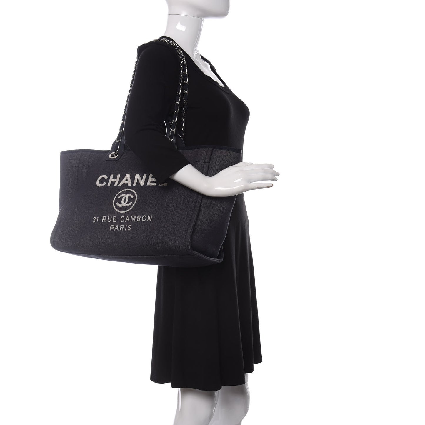 Denim Medium Deauville Tote Dark Blue