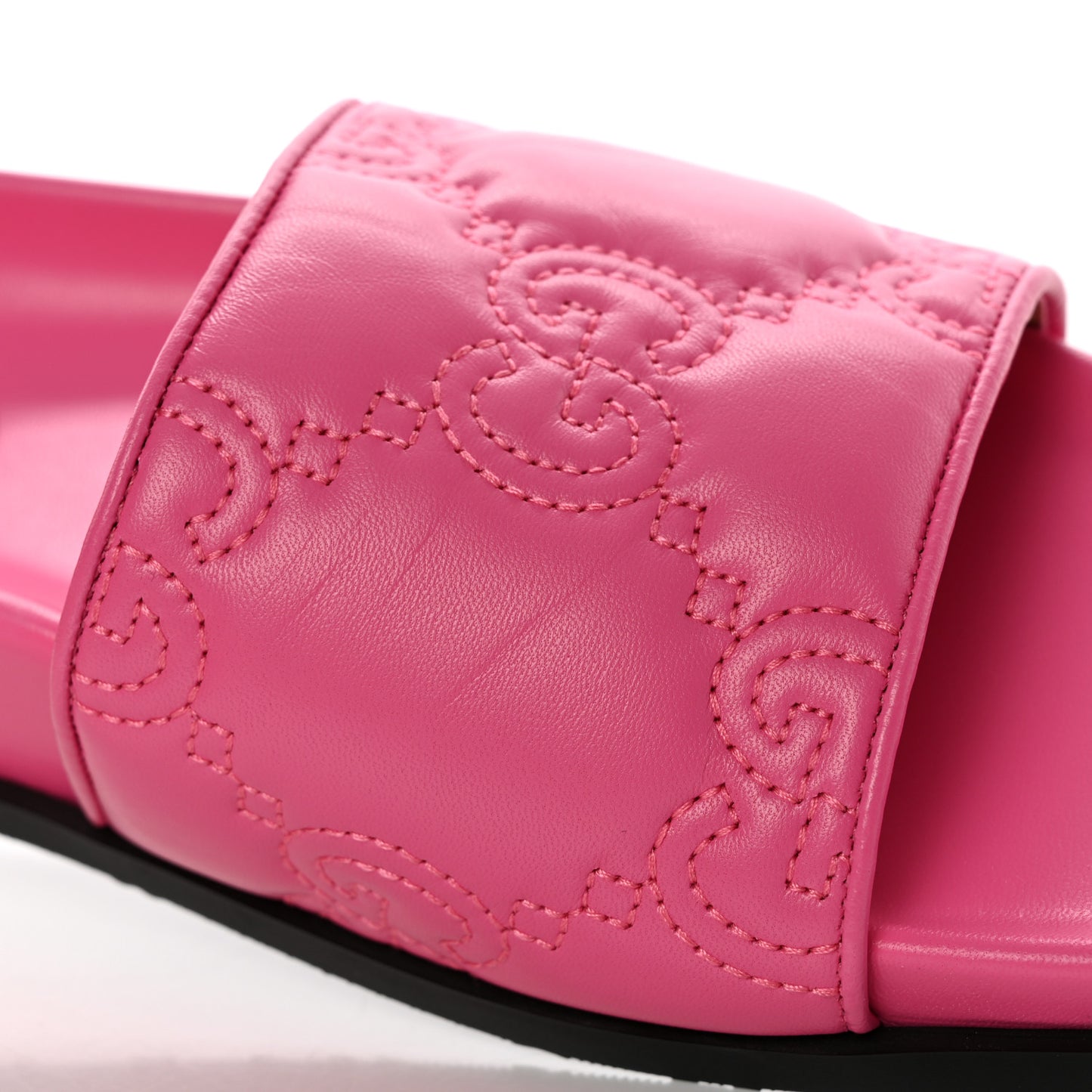 Nappa GG Matelasse Flat Slide Sandals 35 Bon Bon