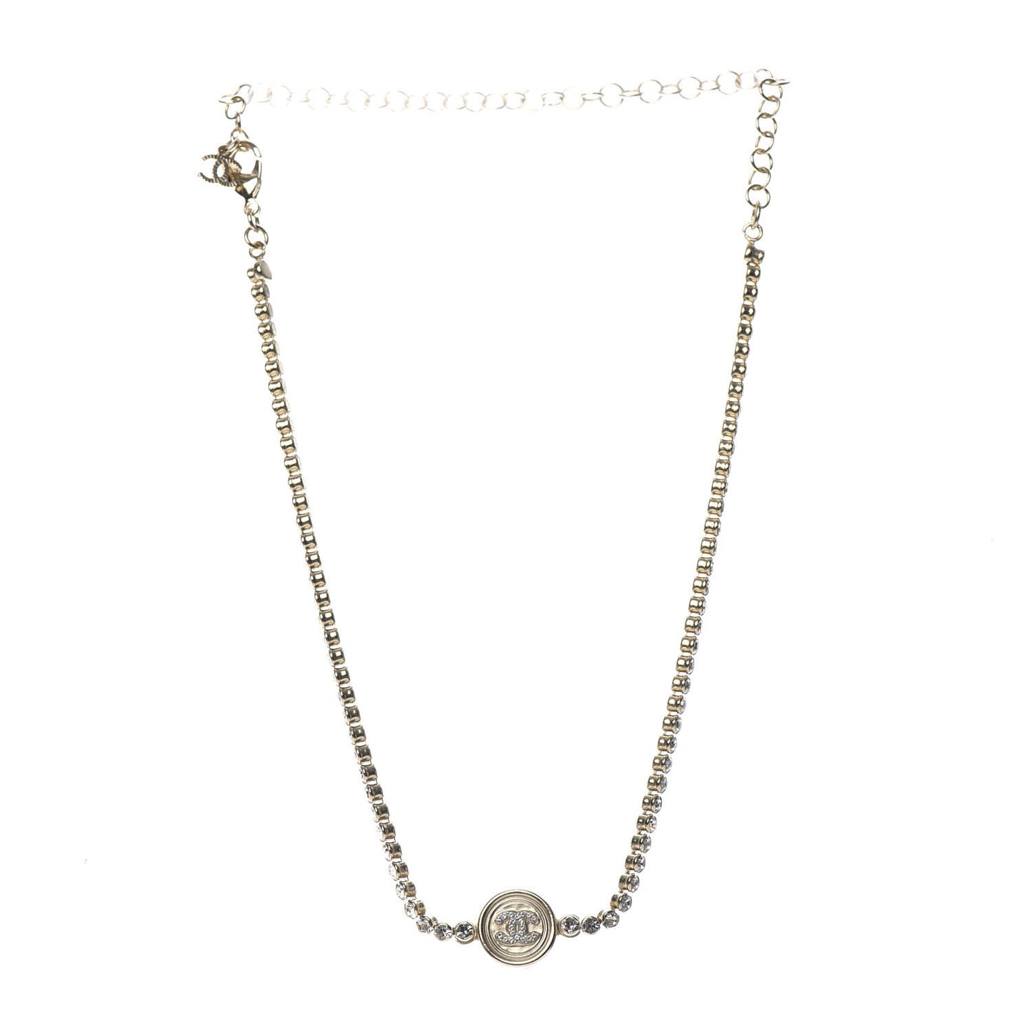 Crystal CC Chain Short Necklace Gold