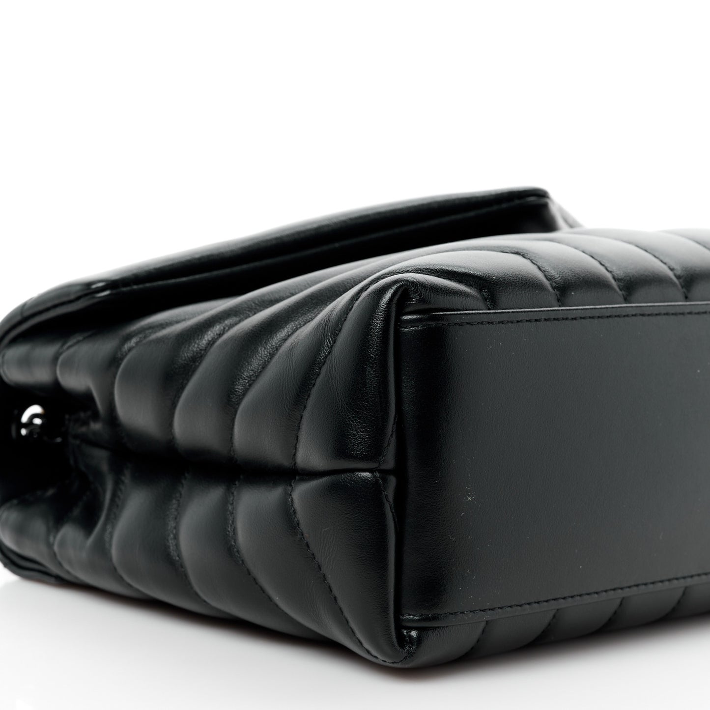 Calfskin Y Quilted Monogram Monochrome Small Loulou Chain Satchel Black