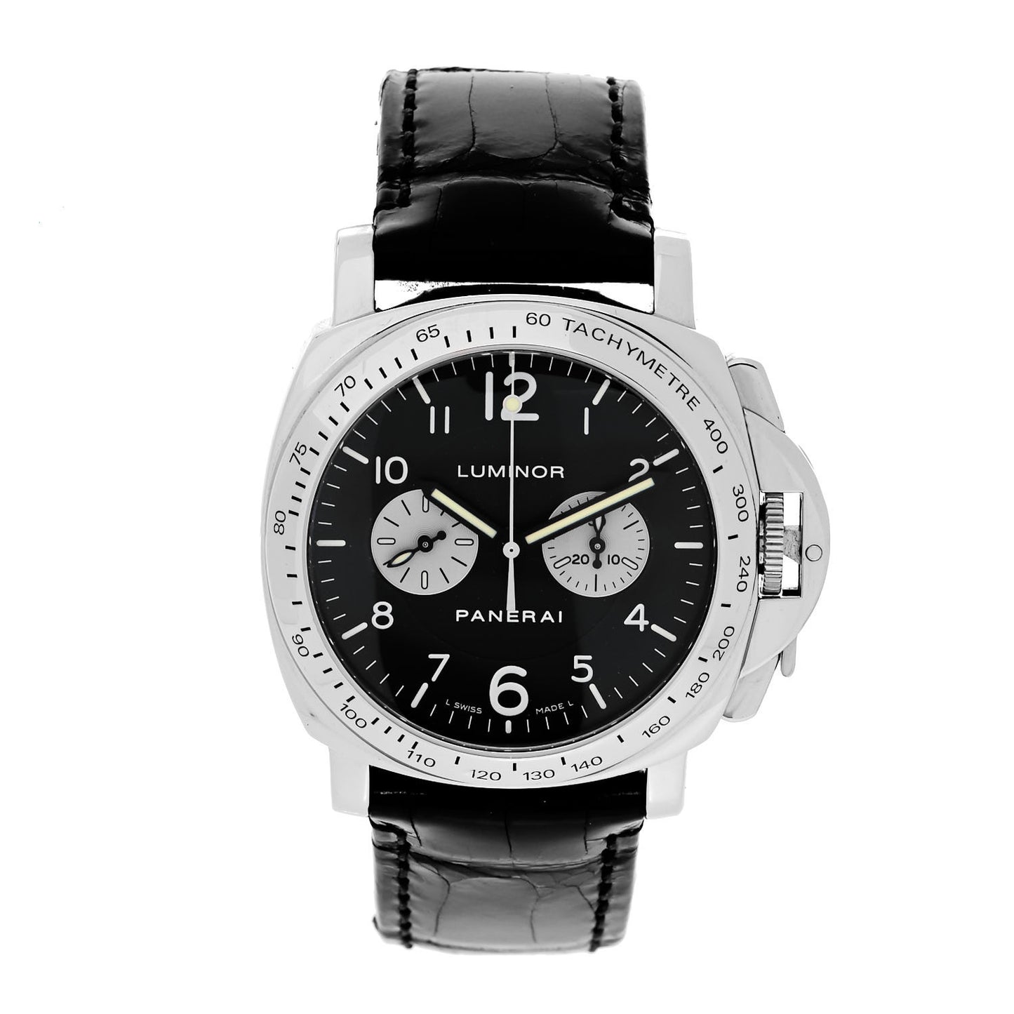 18K White Gold Alligator 40mm Luminor Automatic Watch Black PAM00189