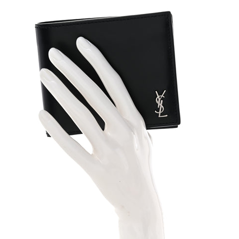 Matte Calfskin Tiny Cassandre East West Wallet Black
