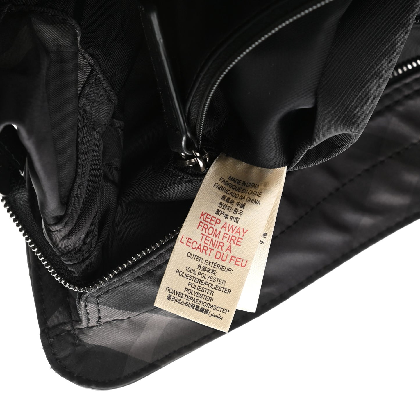 Nylon Check Buckleigh Packable Tote Charcoal