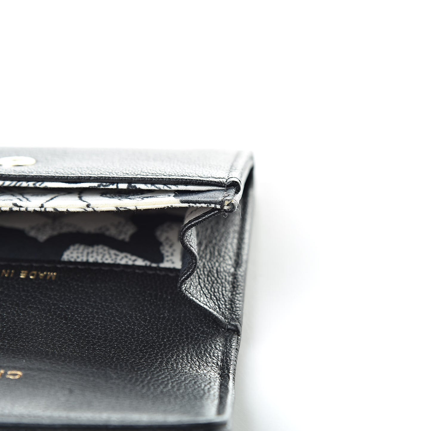 Goatskin Camellia CC Flap Card Holder Black