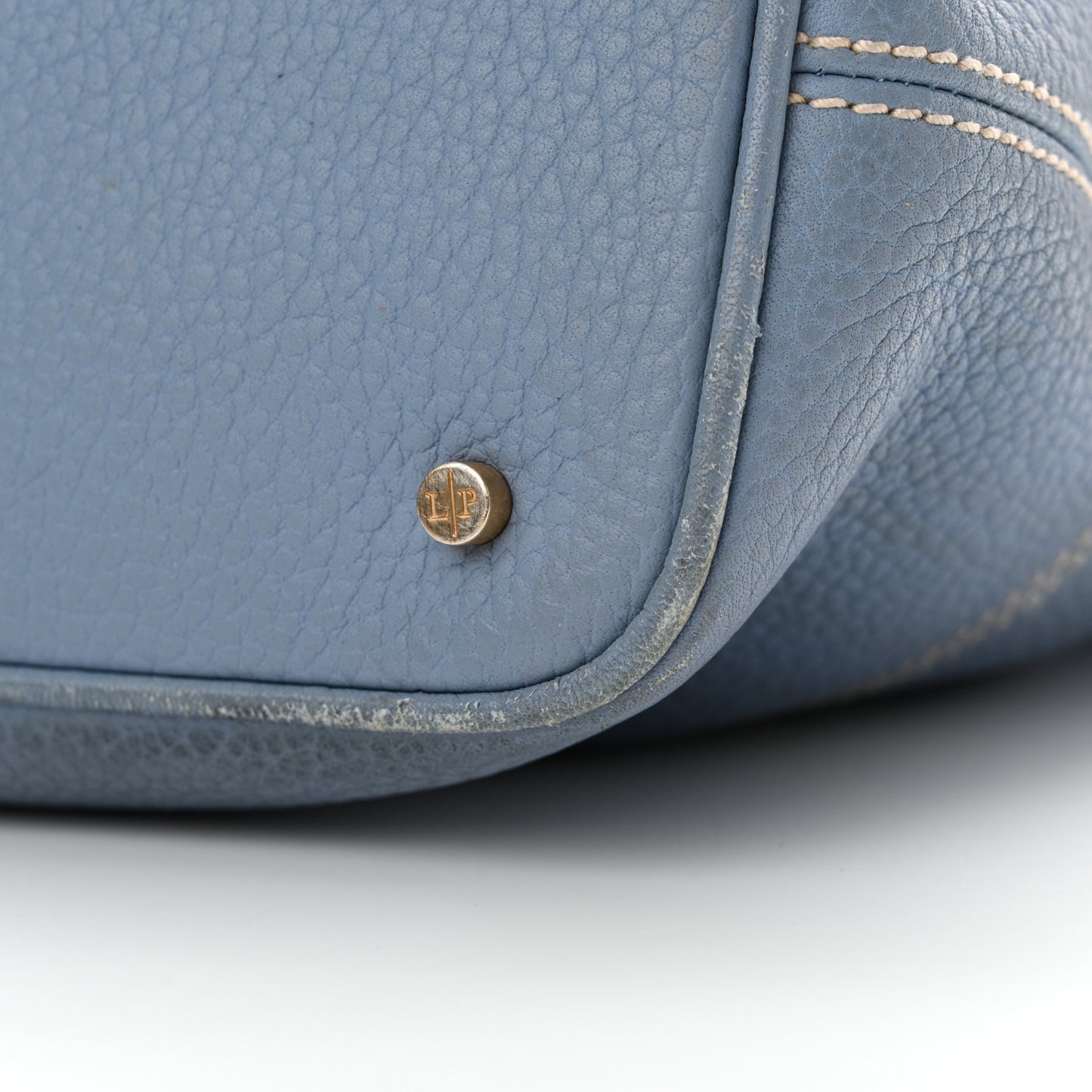 Grained Calfskin Globe Shoulder Bag Sky Blue