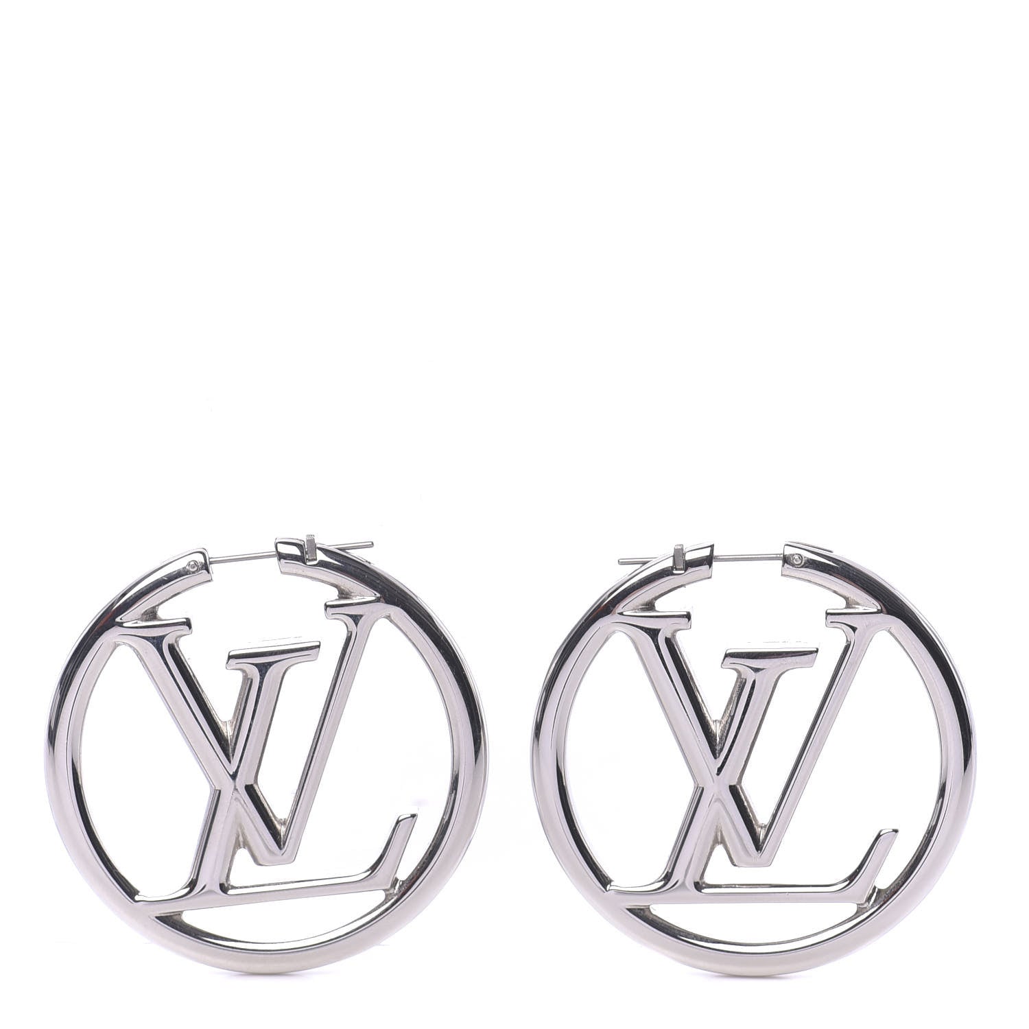 Louis Vuitton Palladium Louise Hoop Earrings Silver 645356