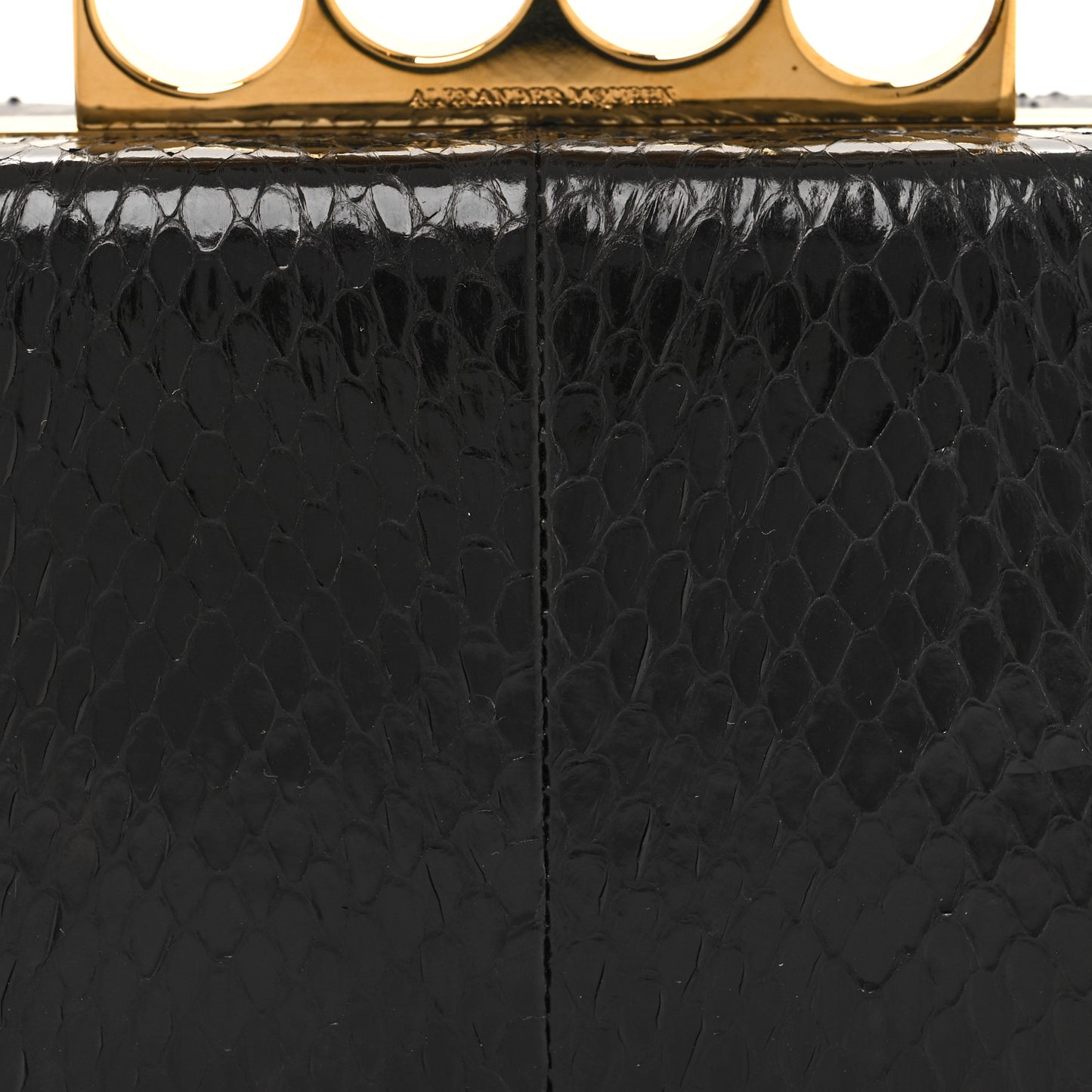 Snakeskin Poppy Cage Knuckle Box Clutch Black