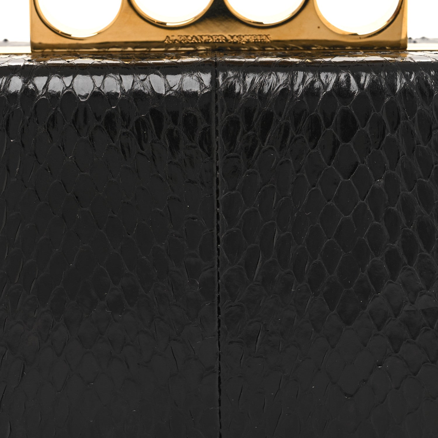 Alexander McQueen Snakeskin Poppy Cage Knuckle Box Clutch Black 8 of 13
