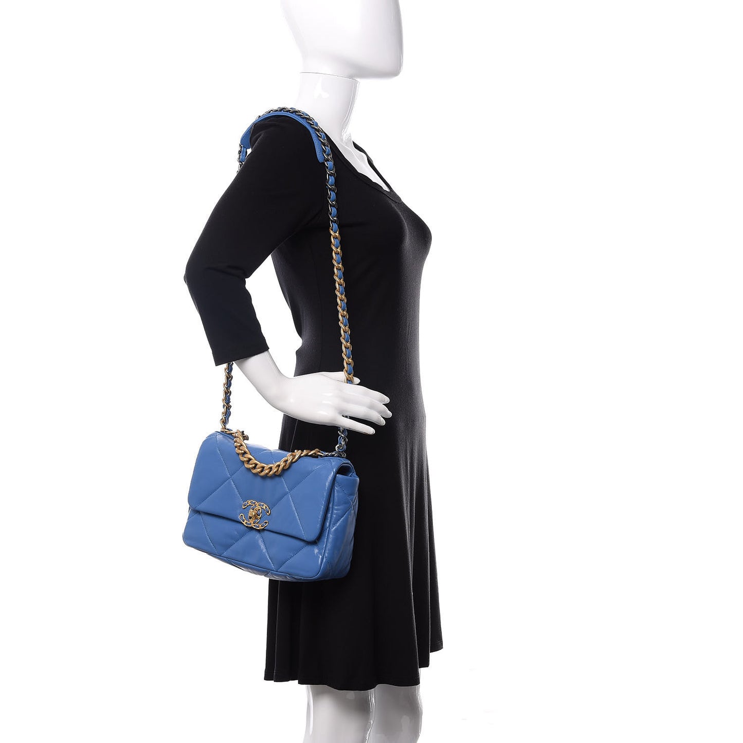 Lambskin Quilted Medium 19 Flap Blue