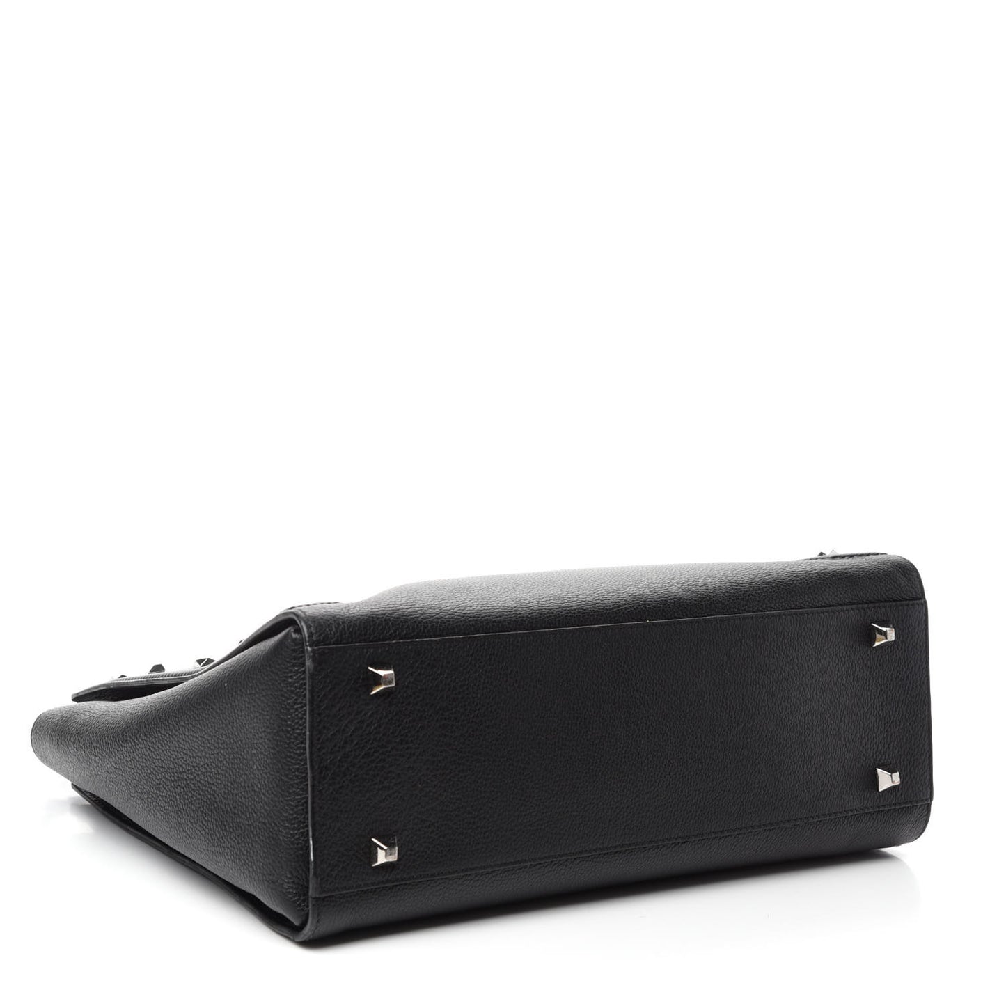 Grained Calfskin Large Catherine Studs Tote Black