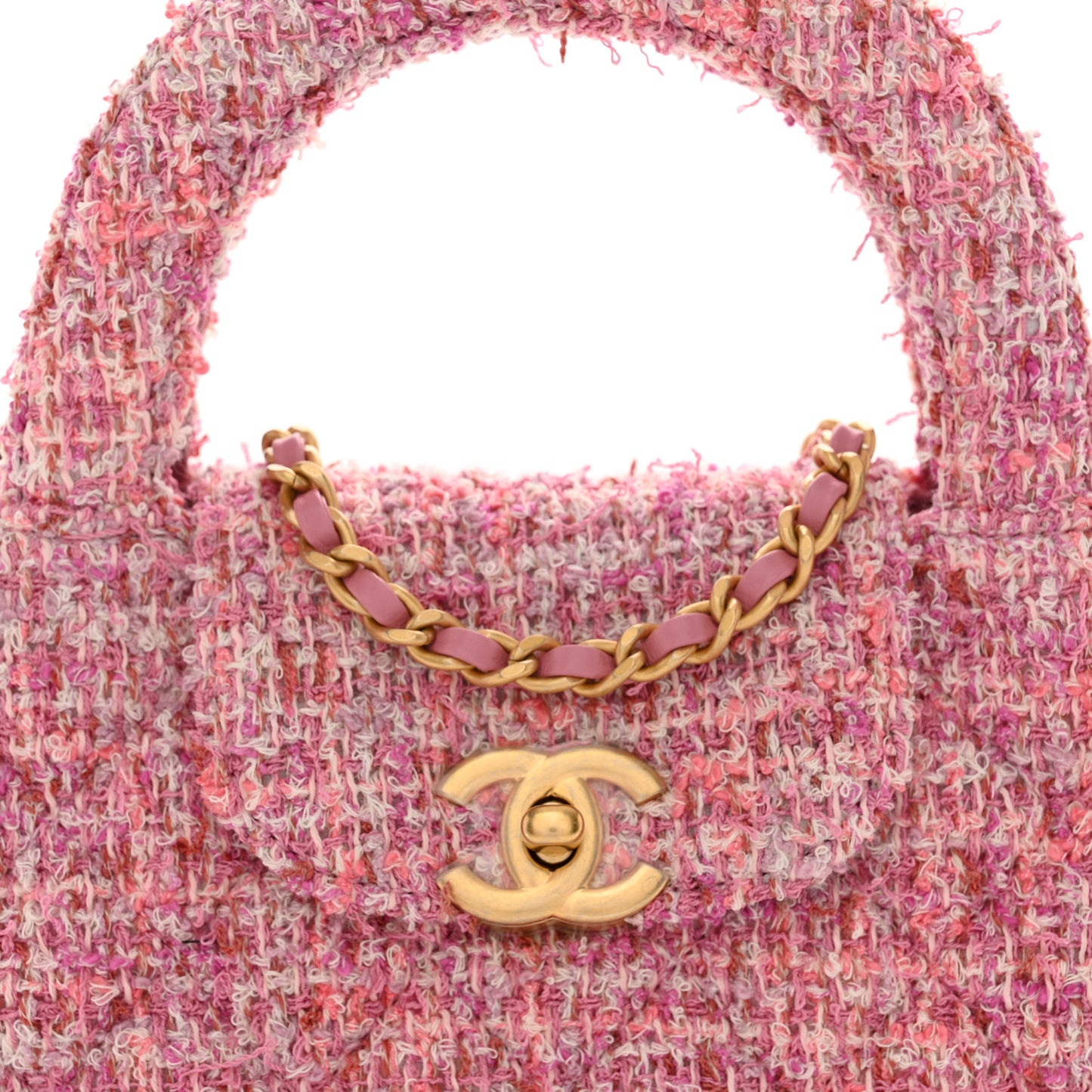 Tweed Quilted Nano Kelly Shopper Pink
