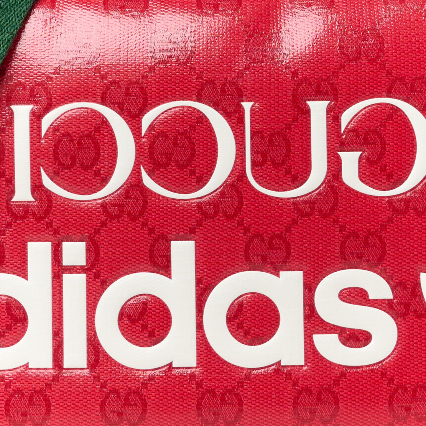X ADIDAS Crystal Vintage Monogram Textured Dollar Calfskin Web Trefoil Logo Small Messenger Bag Hibiscus Red Off White Black