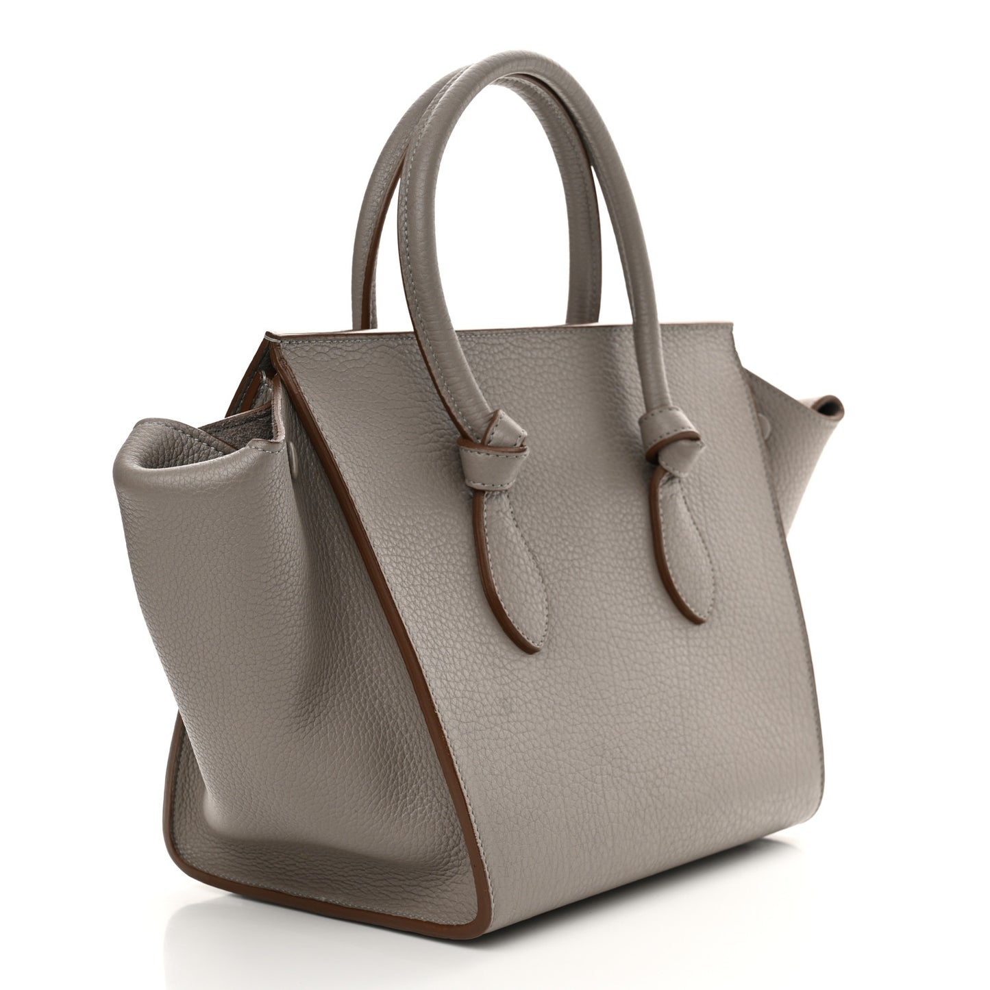 Crisped Calfskin Mini Tie Knot Tote Medium Grey