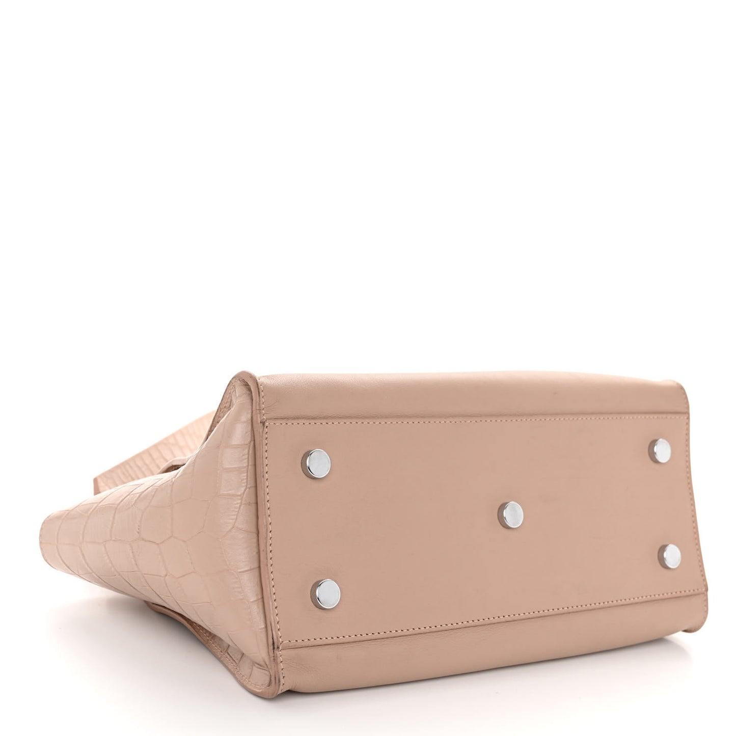 Calfskin Crocodile Embossed Baby Monogram Downtown Cabas Dark Beige
