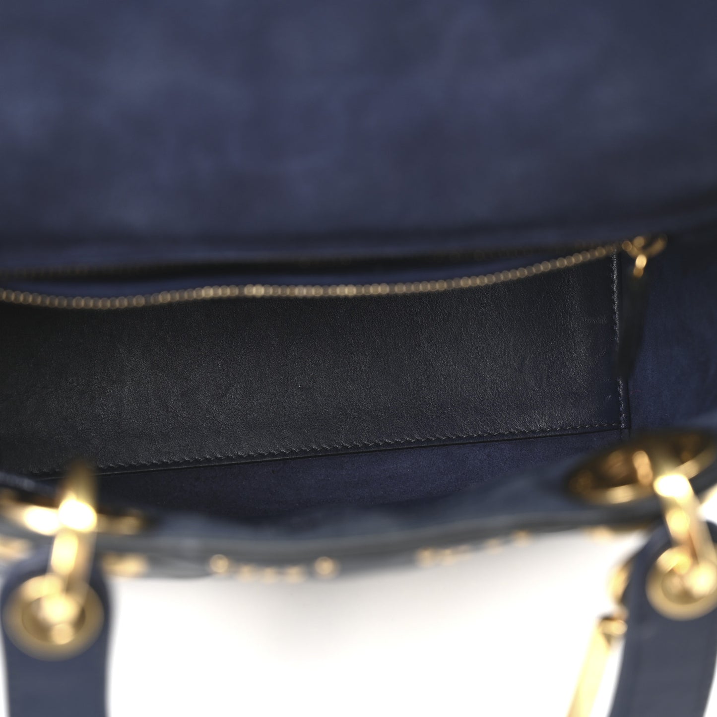 Calfskin Cannage Studded Medium Supple Lady Dior Navy