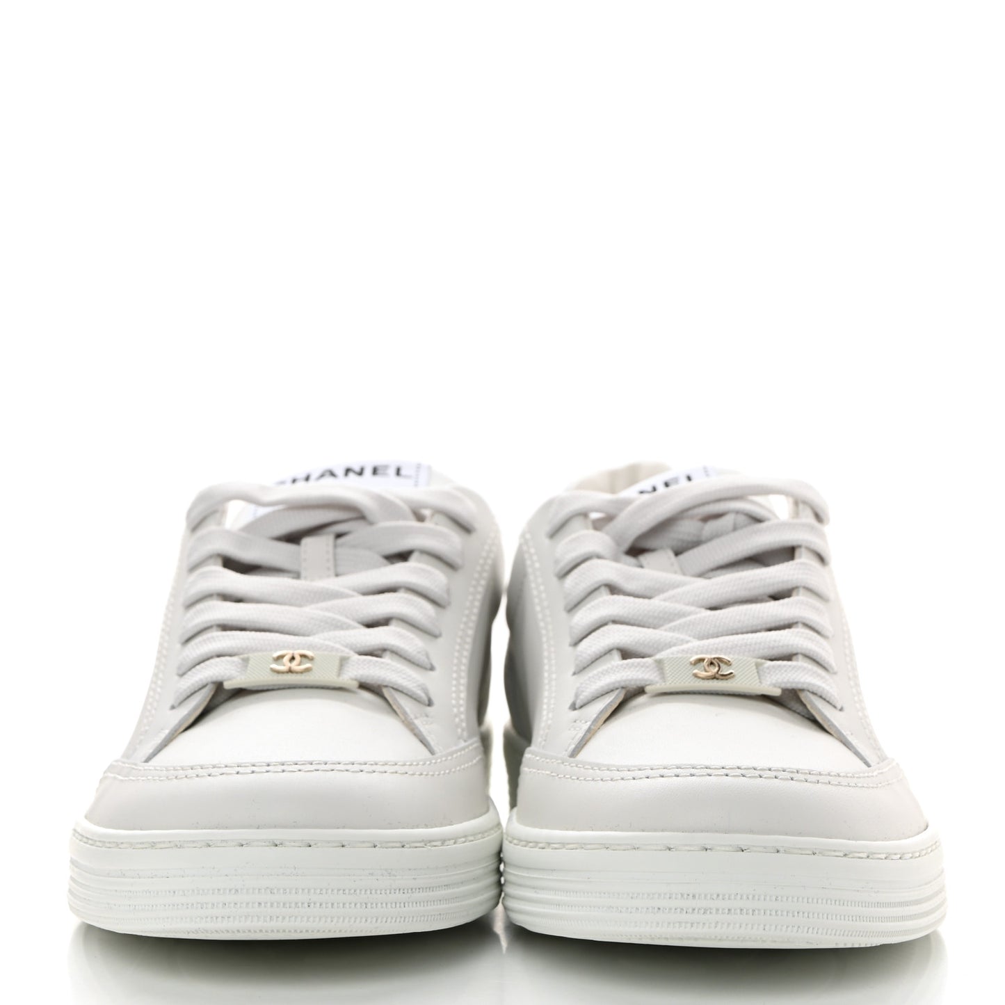 Calfskin Womens CC Logo Sneakers 37.5 White