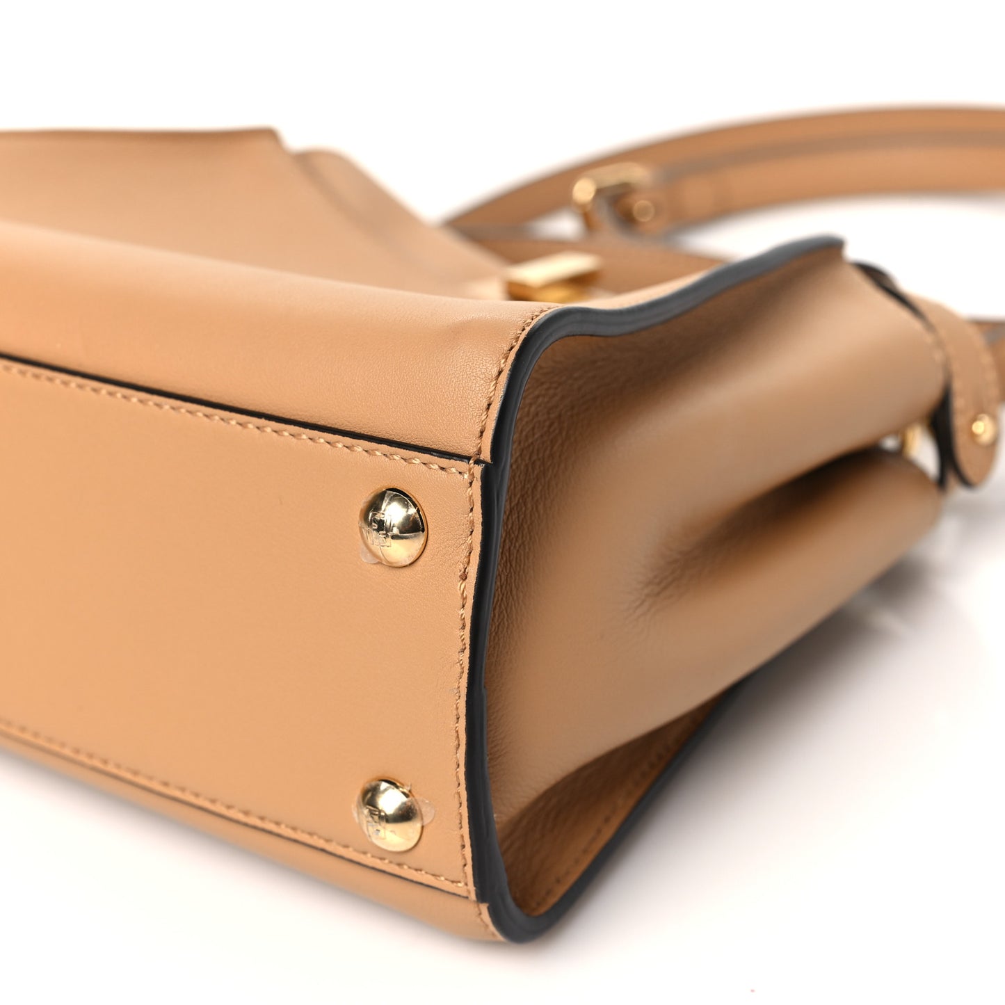 Vitello Seta Nappa FF Embossed Mini Peekaboo Iconic Satchel Miele Scuro