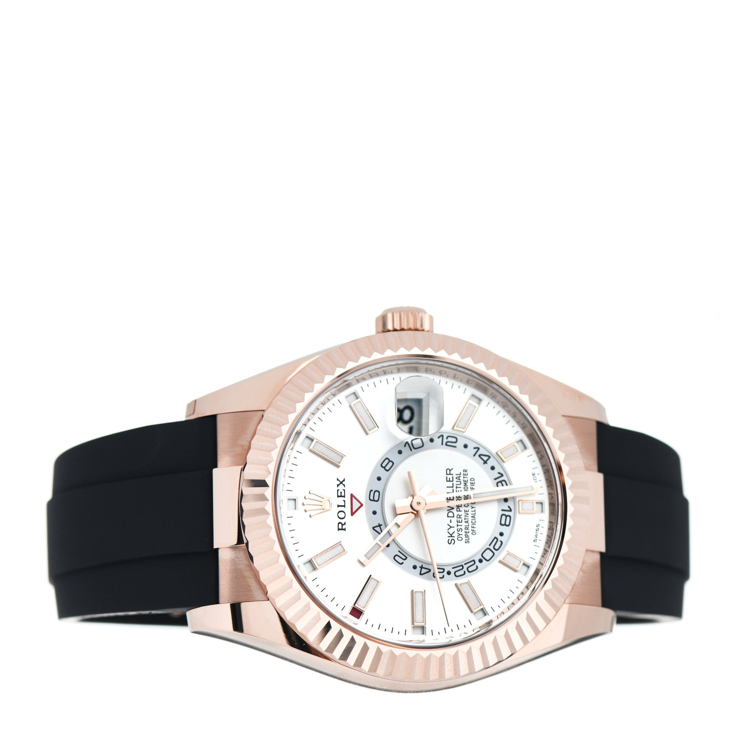 18K Everose Gold Oysterflex 42mm Oyster Perpetual Sky-Dweller Watch White 326235