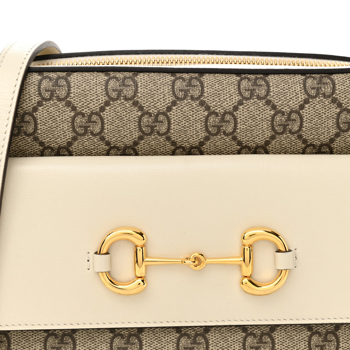 GG Supreme Monogram Small Horsebit 1955 Shoulder Bag Beige Mystic White