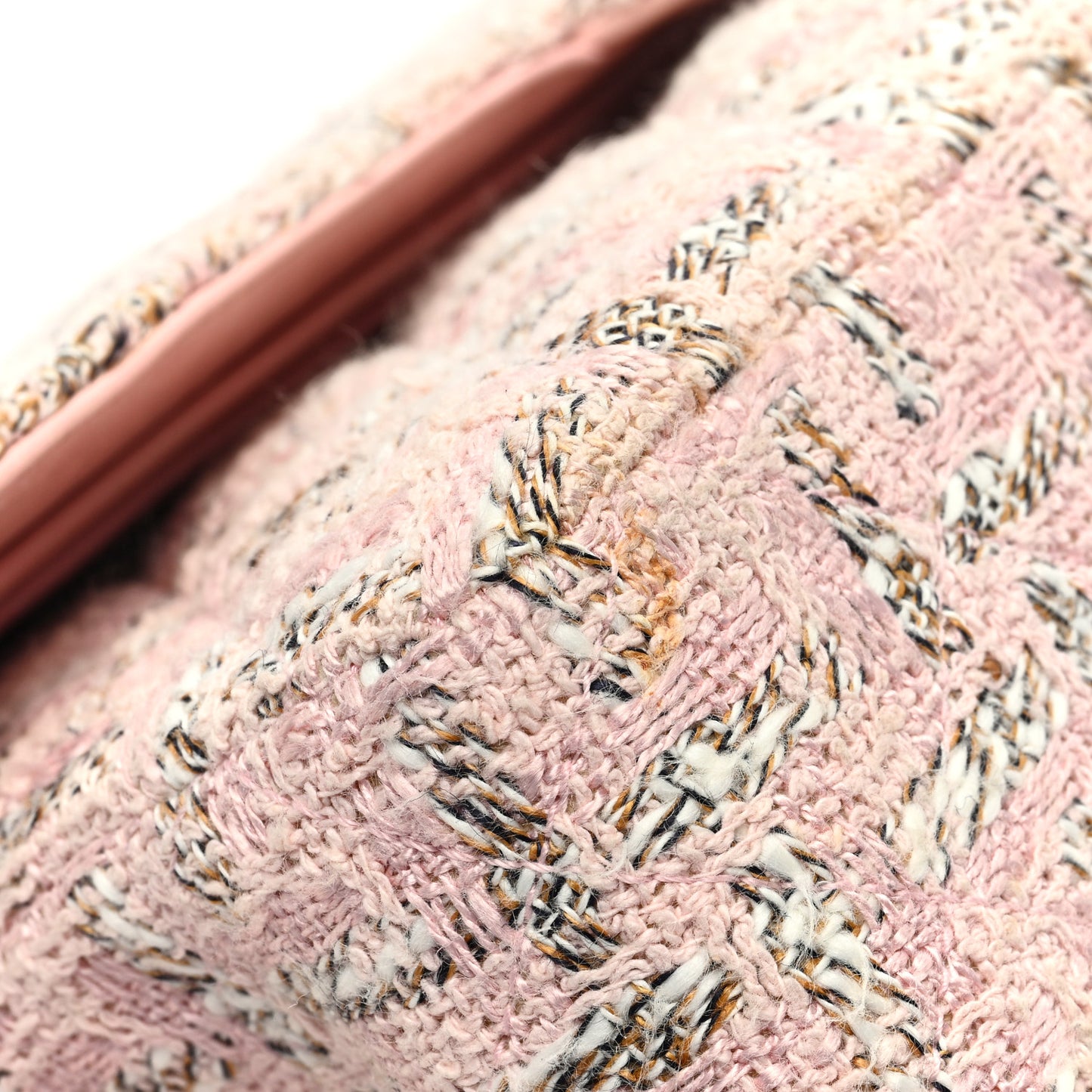 Tweed Quilted Medium Double Flap Light Pink