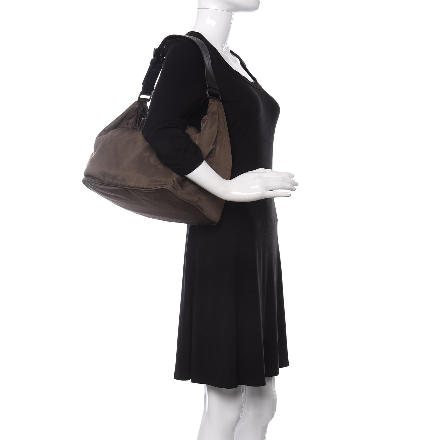 Tessuto Nylon Calfskin Hobo Brown