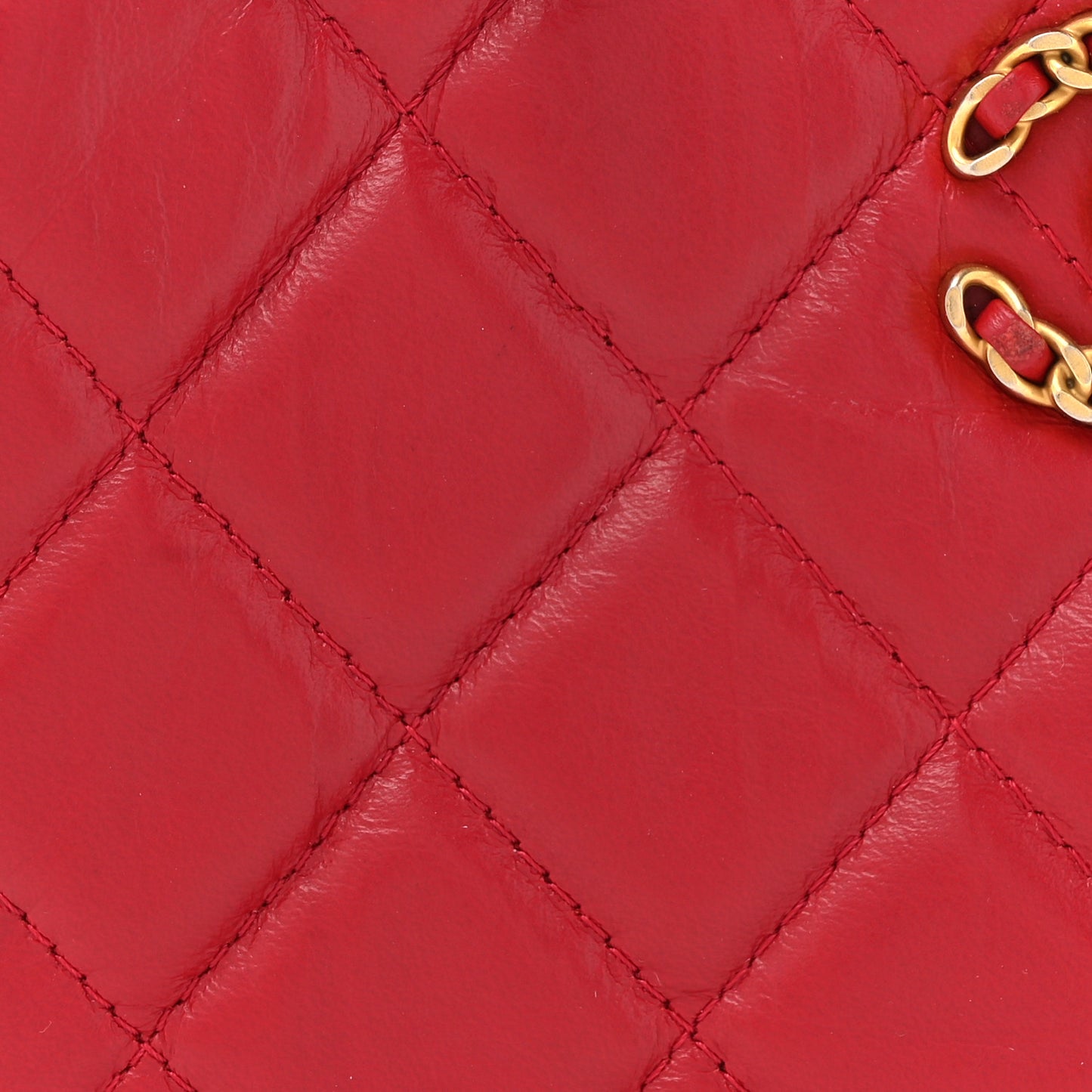 Crumpled Calfskin Quilted Braided CC Small Hobo Red